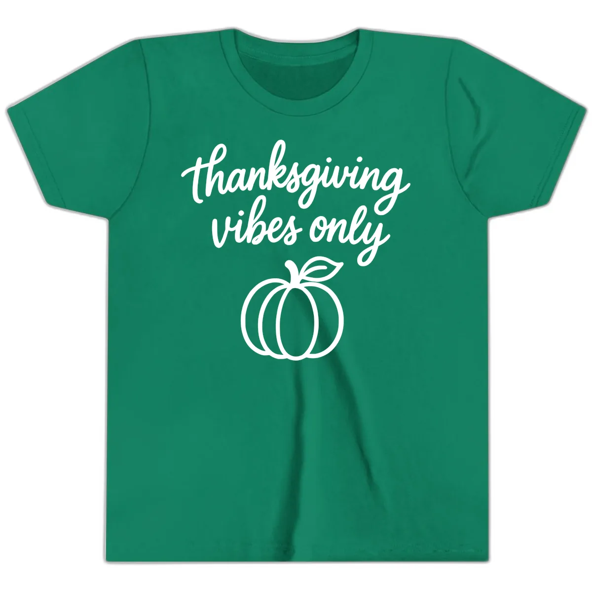 Thanksgiving Vibes Only Youth T-Shirt in Kelly
