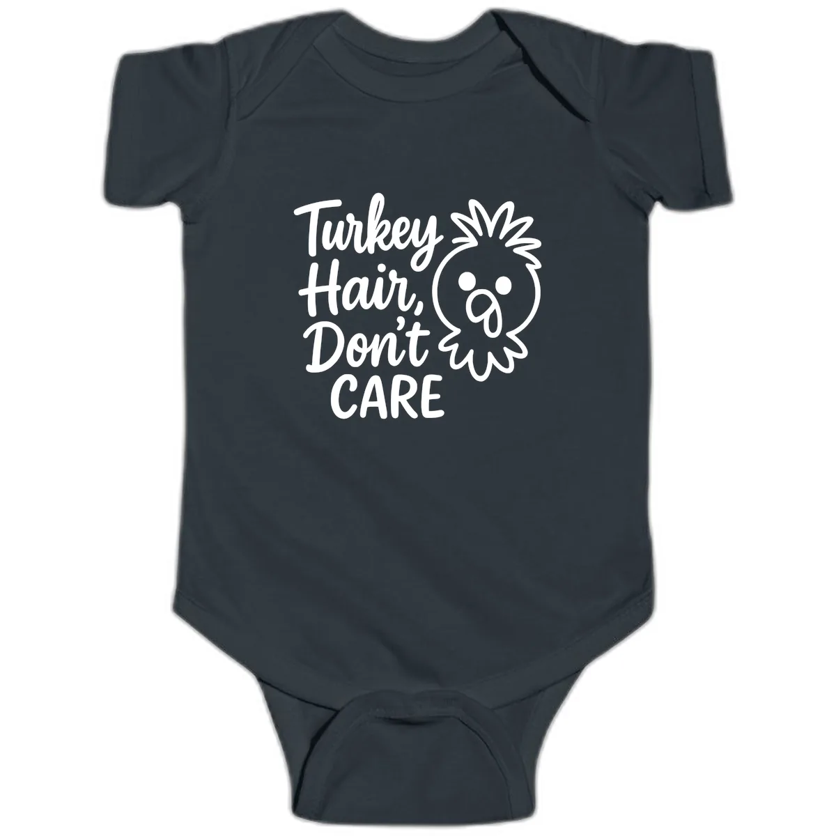Turkey Hair Don't Care Baby Onesie in Black