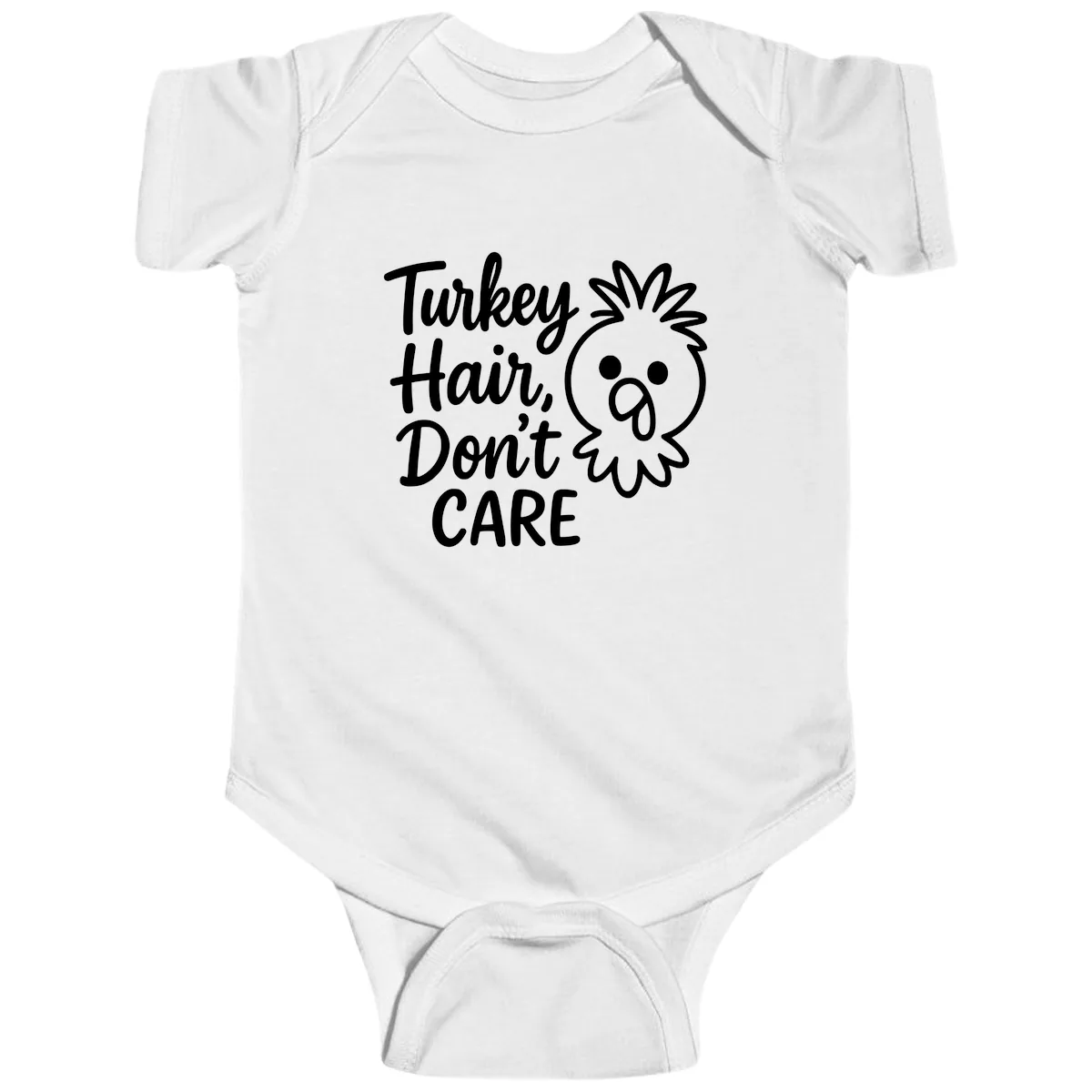 Turkey Hair Don't Care Baby Onesie in White