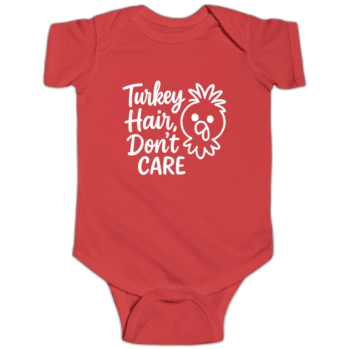 Turkey Hair Don't Care Baby Onesie in Red