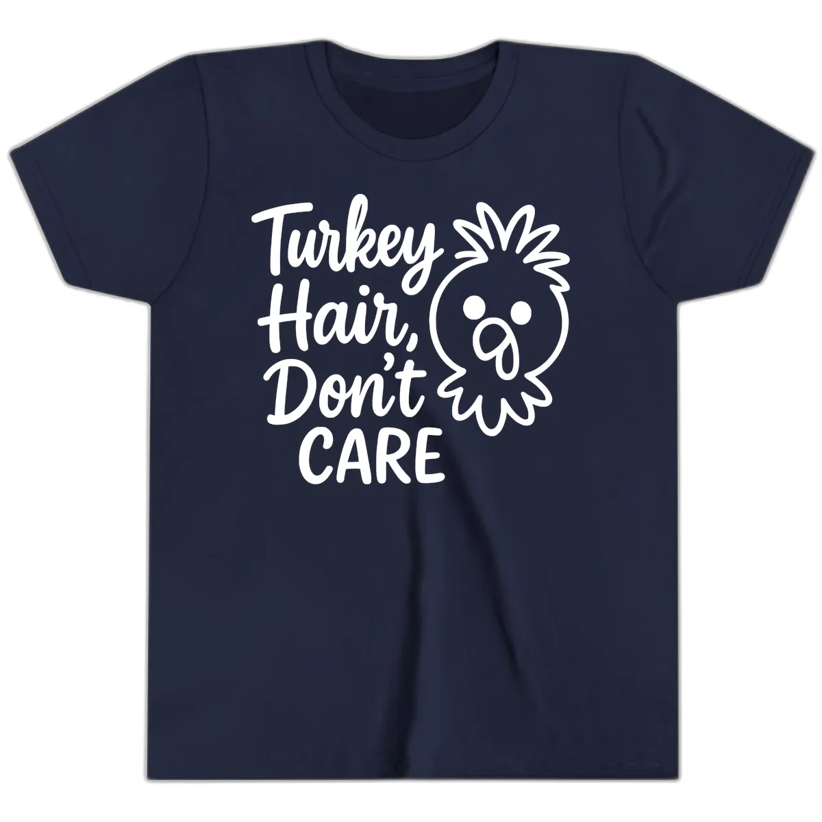 Turkey Hair Don't Care Youth T-Shirt in Navy