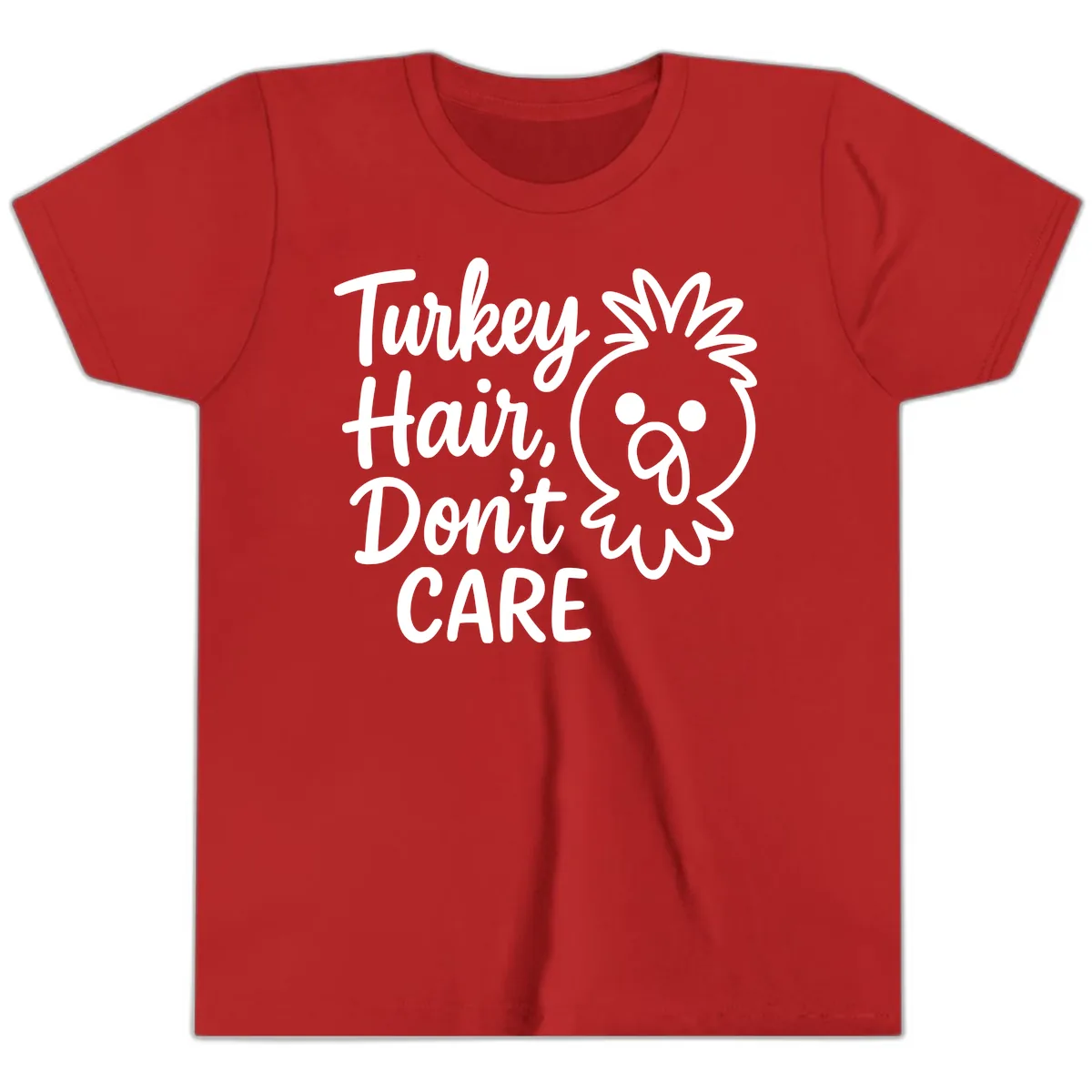 Turkey Hair Don't Care Youth T-Shirt in Red