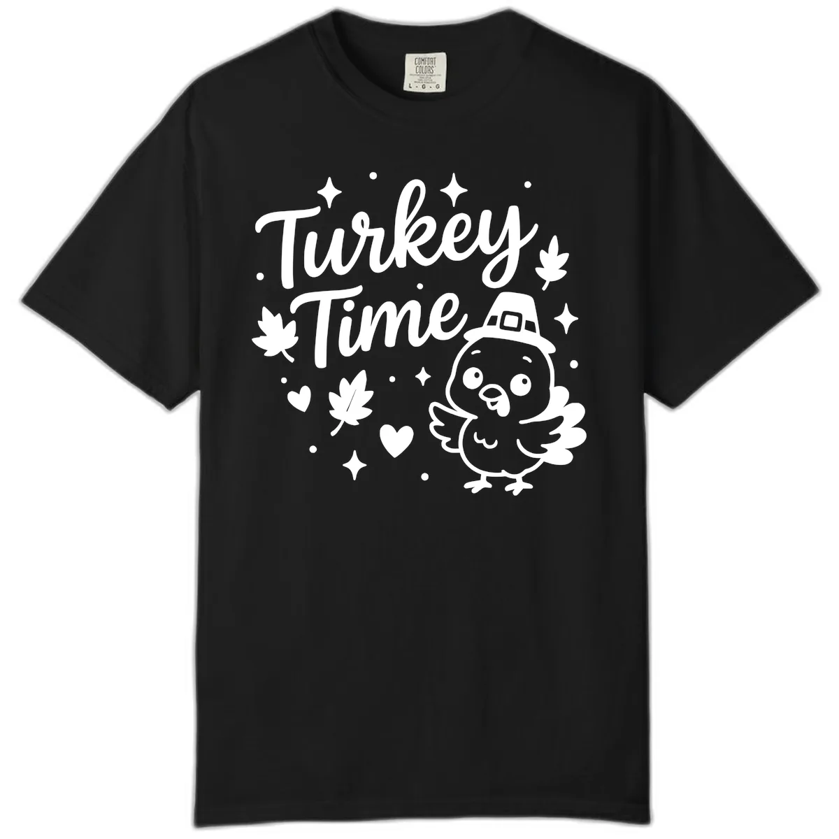Cute Turkey Time Thanksgiving Design Comfort Color in Black