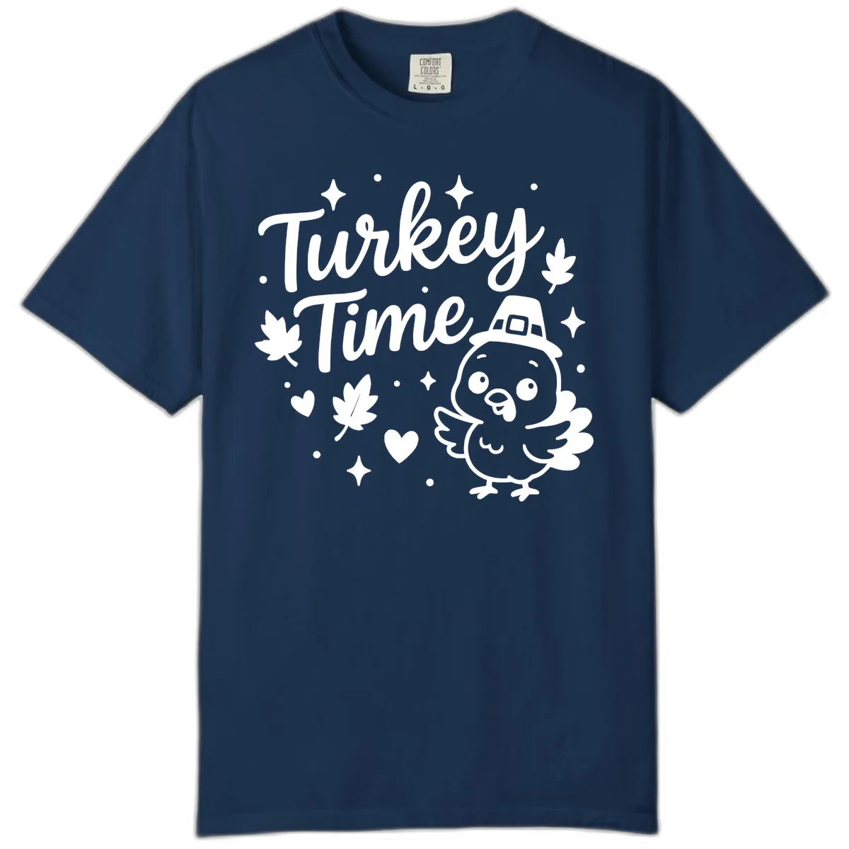 Cute Turkey Time Thanksgiving Design Comfort Color in Navy