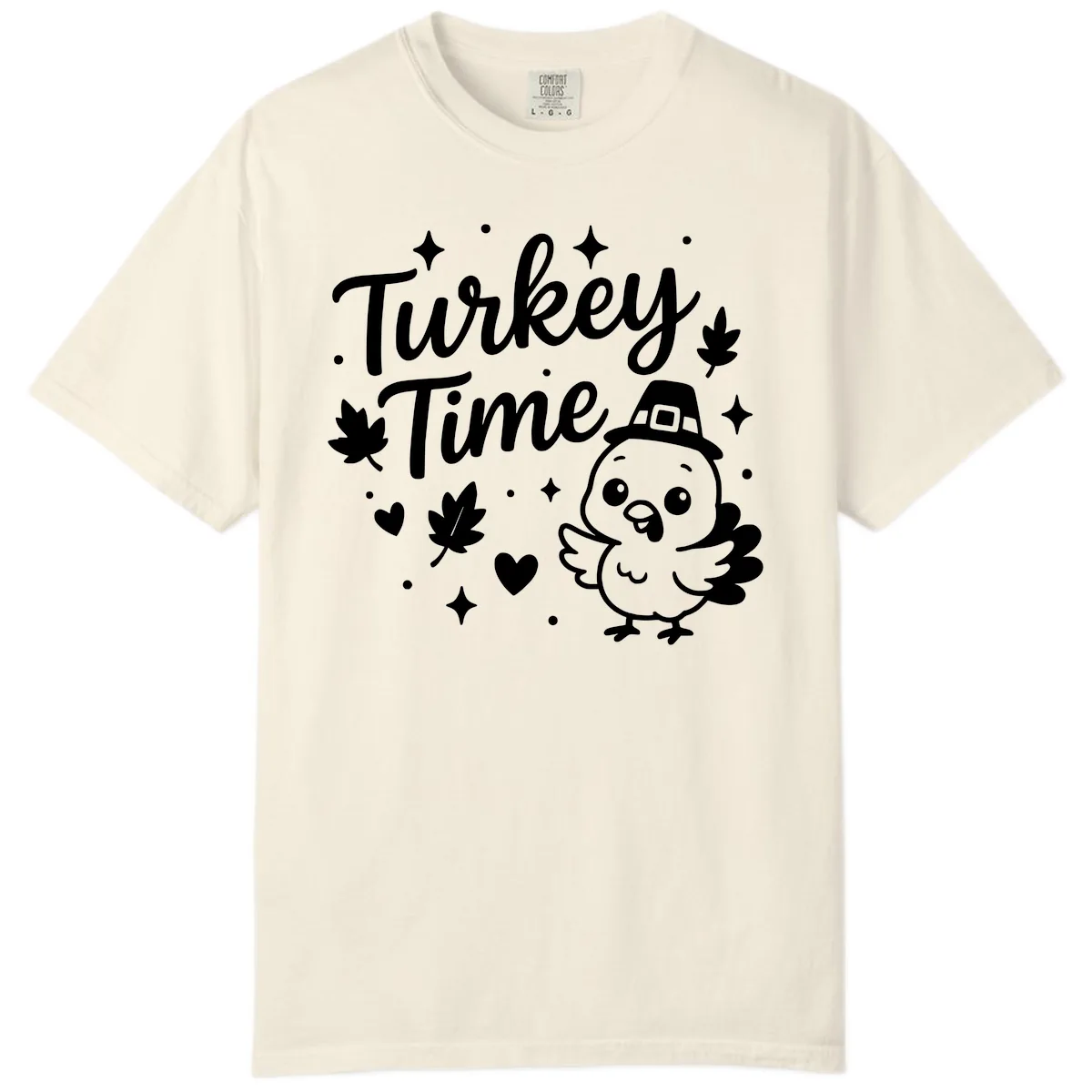 Cute Turkey Time Thanksgiving Design Comfort Color in Ivory
