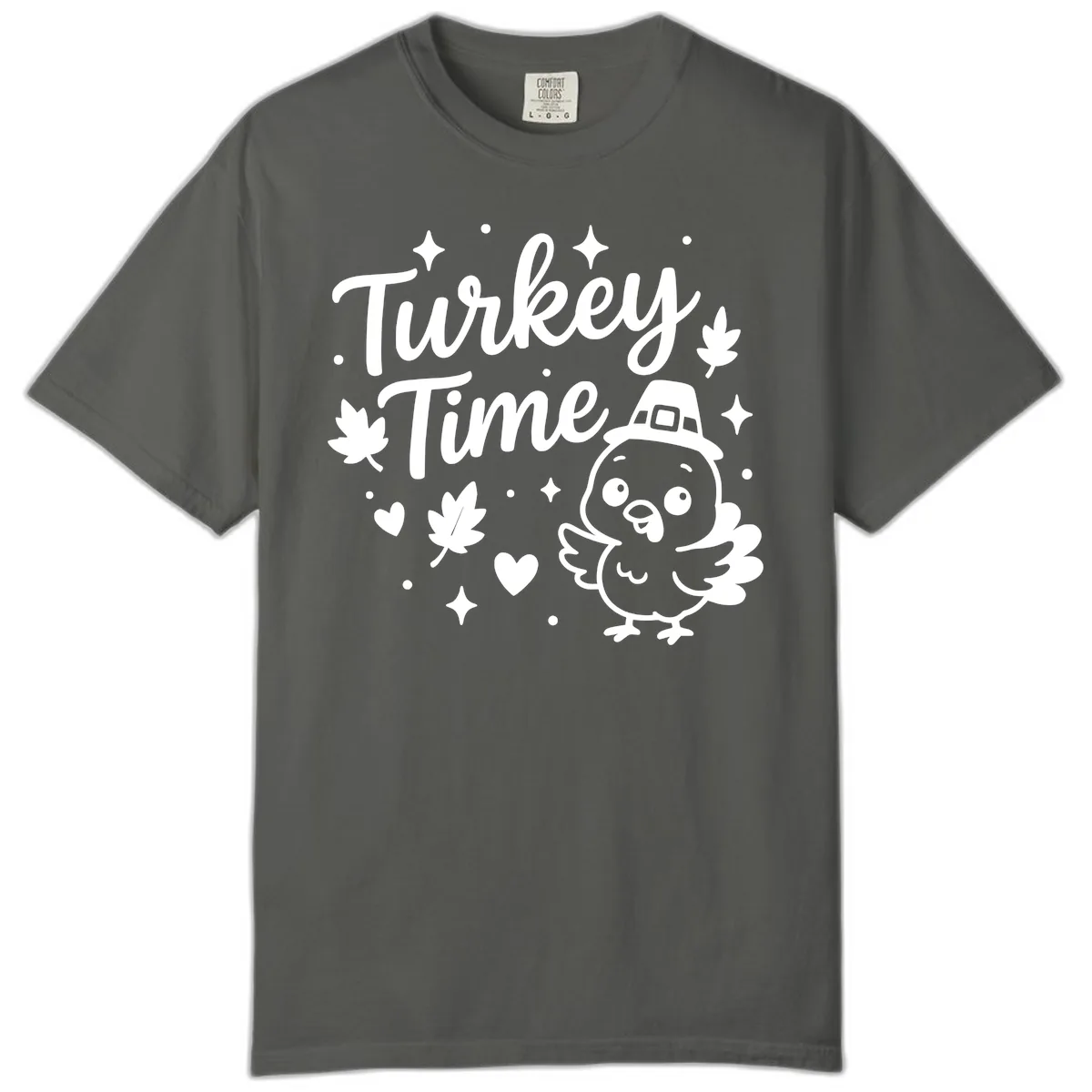 Cute Turkey Time Thanksgiving Design Comfort Color in Pepper