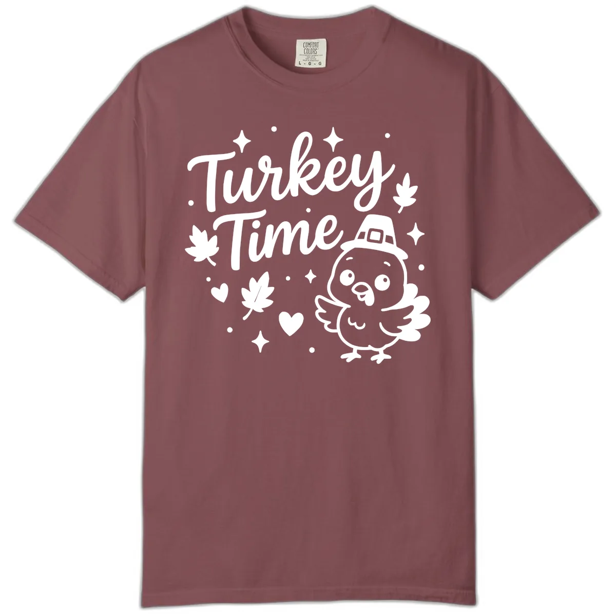 Cute Turkey Time Thanksgiving Design Comfort Color in Brick