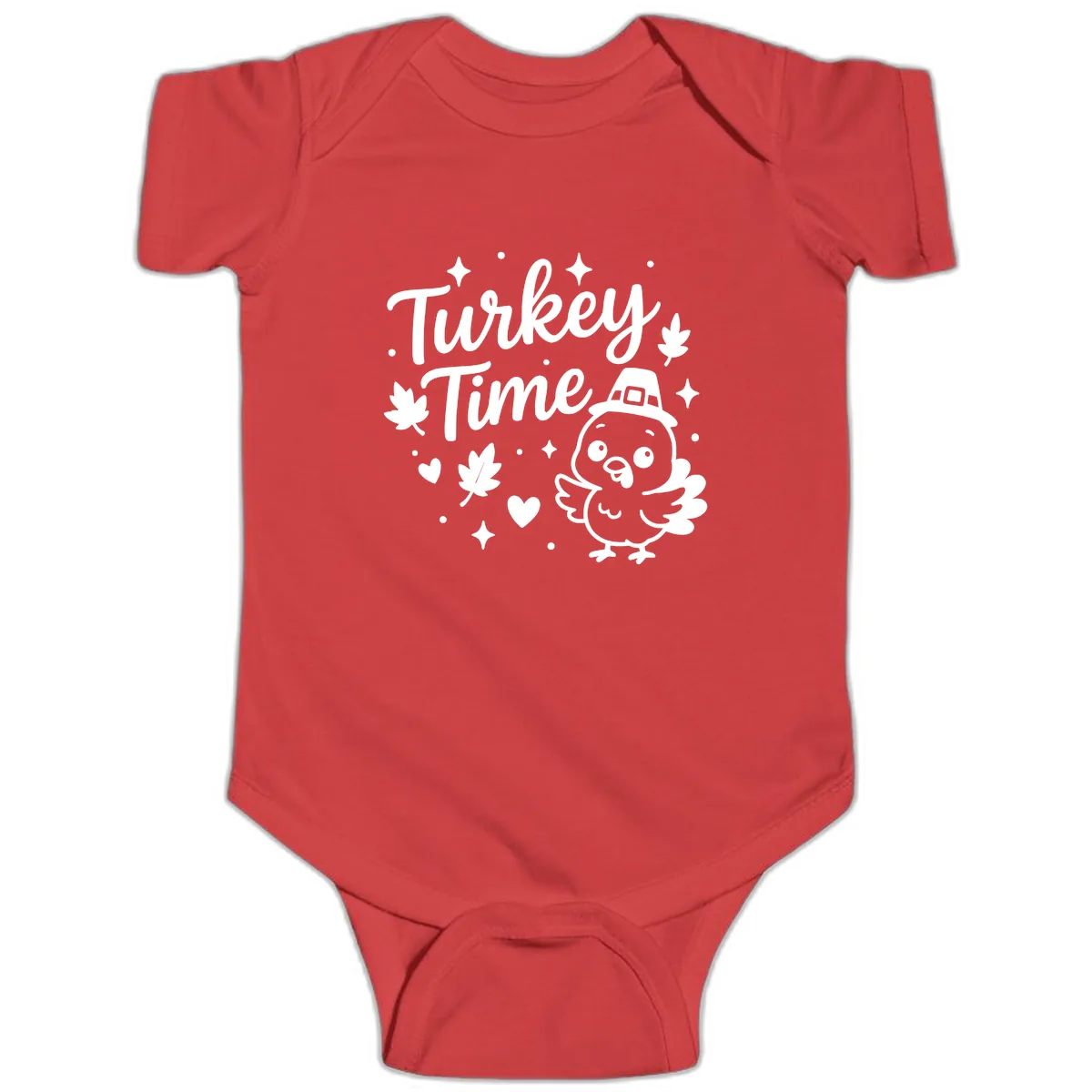 Cute Turkey Time Thanksgiving Design Baby Onesie in Red