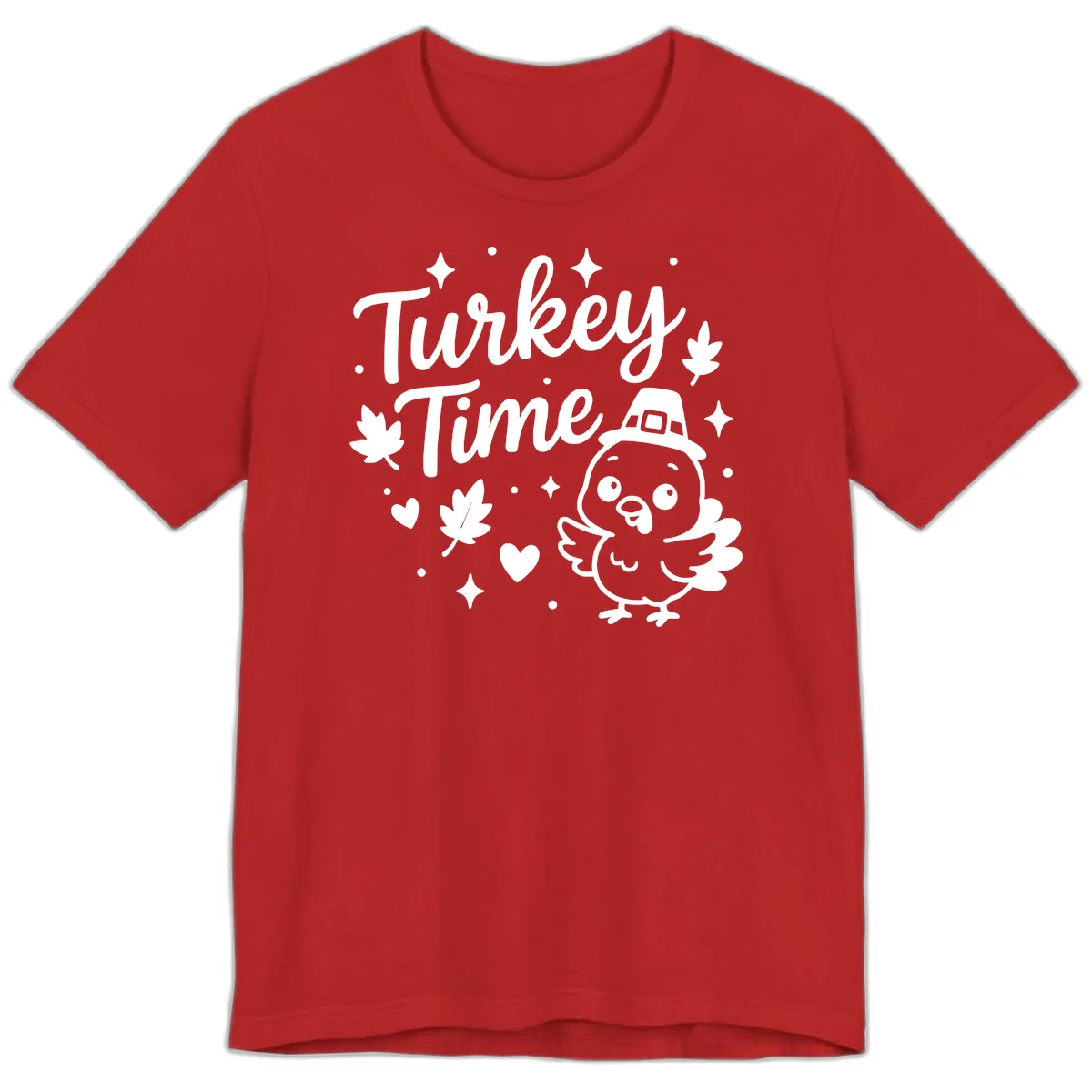 Cute Turkey Time Thanksgiving Design Premium T-Shirt in Red