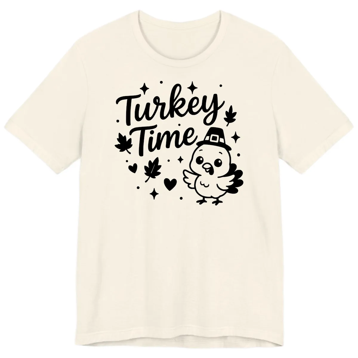 Cute Turkey Time Thanksgiving Design Premium T-Shirt in Natural
