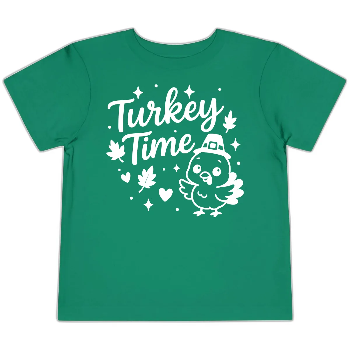 Cute Turkey Time Thanksgiving Design Toddler T-Shirt in Kelly