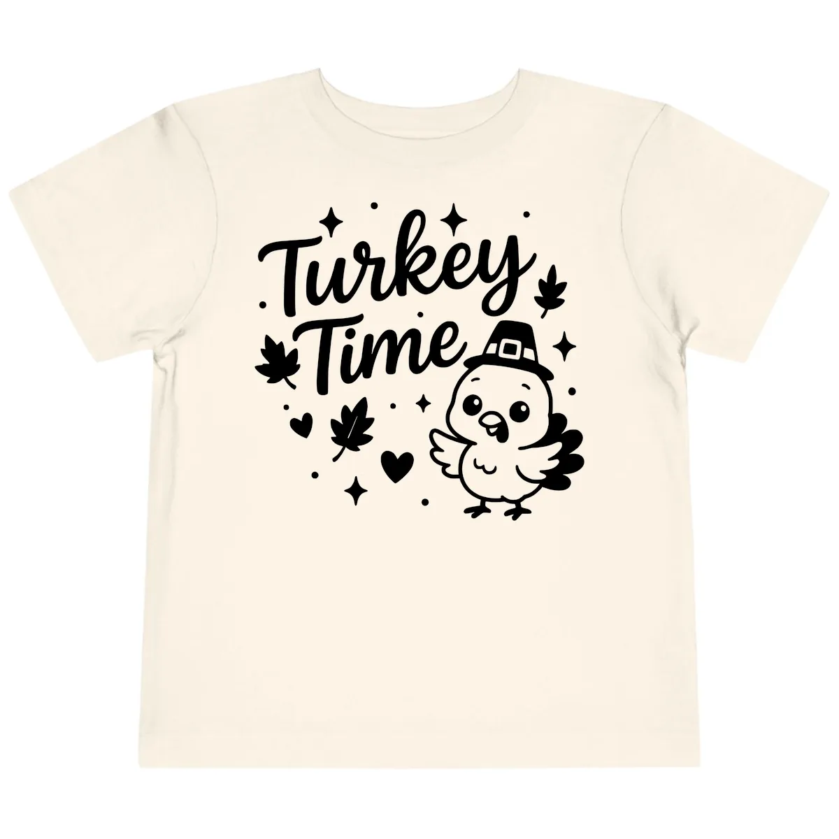 Cute Turkey Time Thanksgiving Design Toddler T-Shirt in Natural