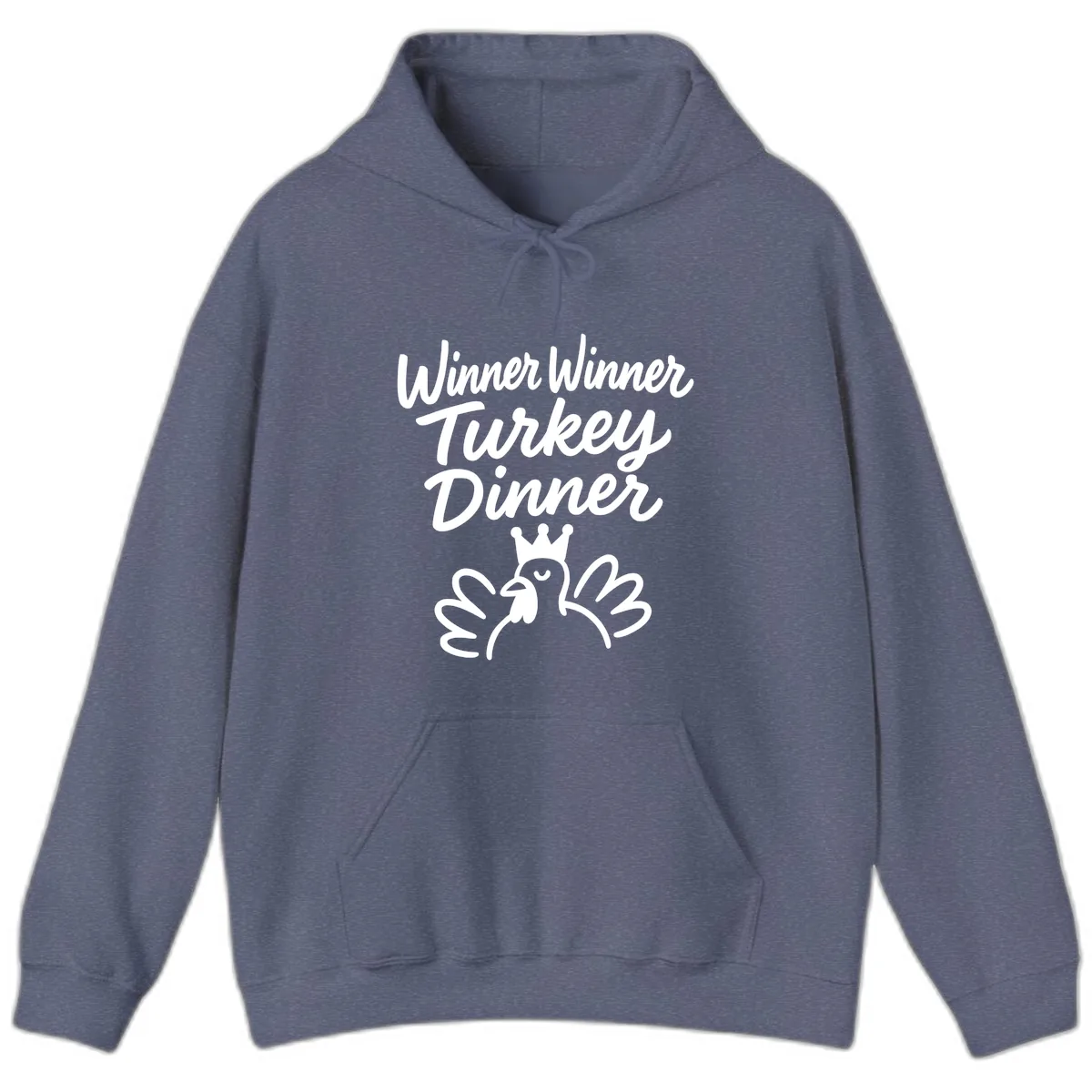 Winner Winner Turkey Dinner Celebration Hoodie in Heather Navy