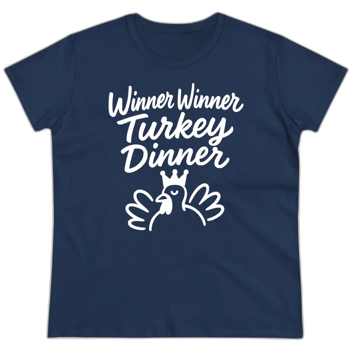 Winner Winner Turkey Dinner Celebration Ladies Tee in Navy