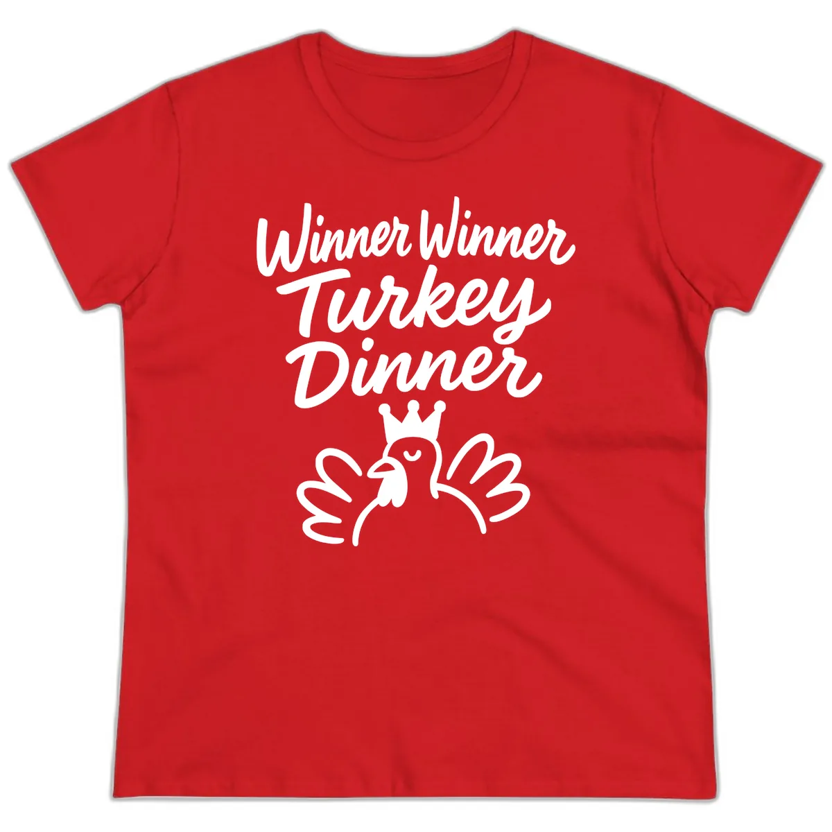 Winner Winner Turkey Dinner Celebration Ladies Tee in Red