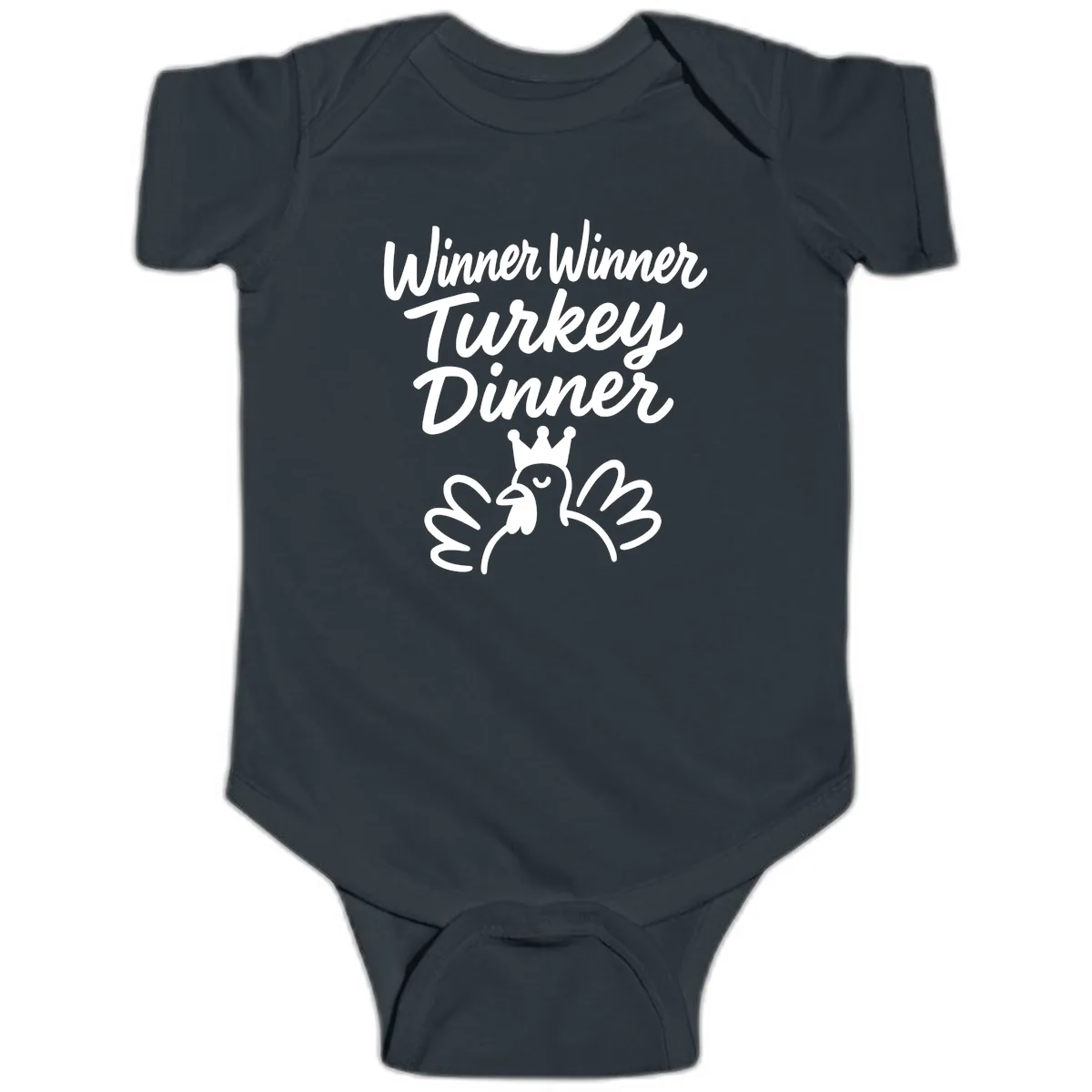 Winner Winner Turkey Dinner Celebration Baby Onesie in Black