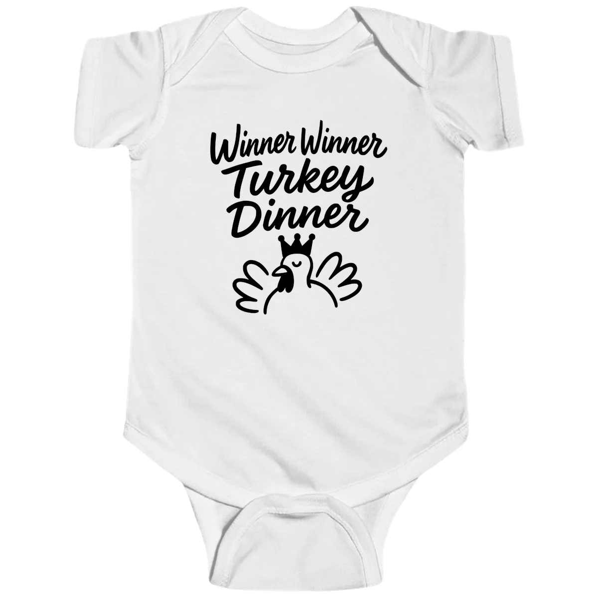 Winner Winner Turkey Dinner Celebration Baby Onesie in White