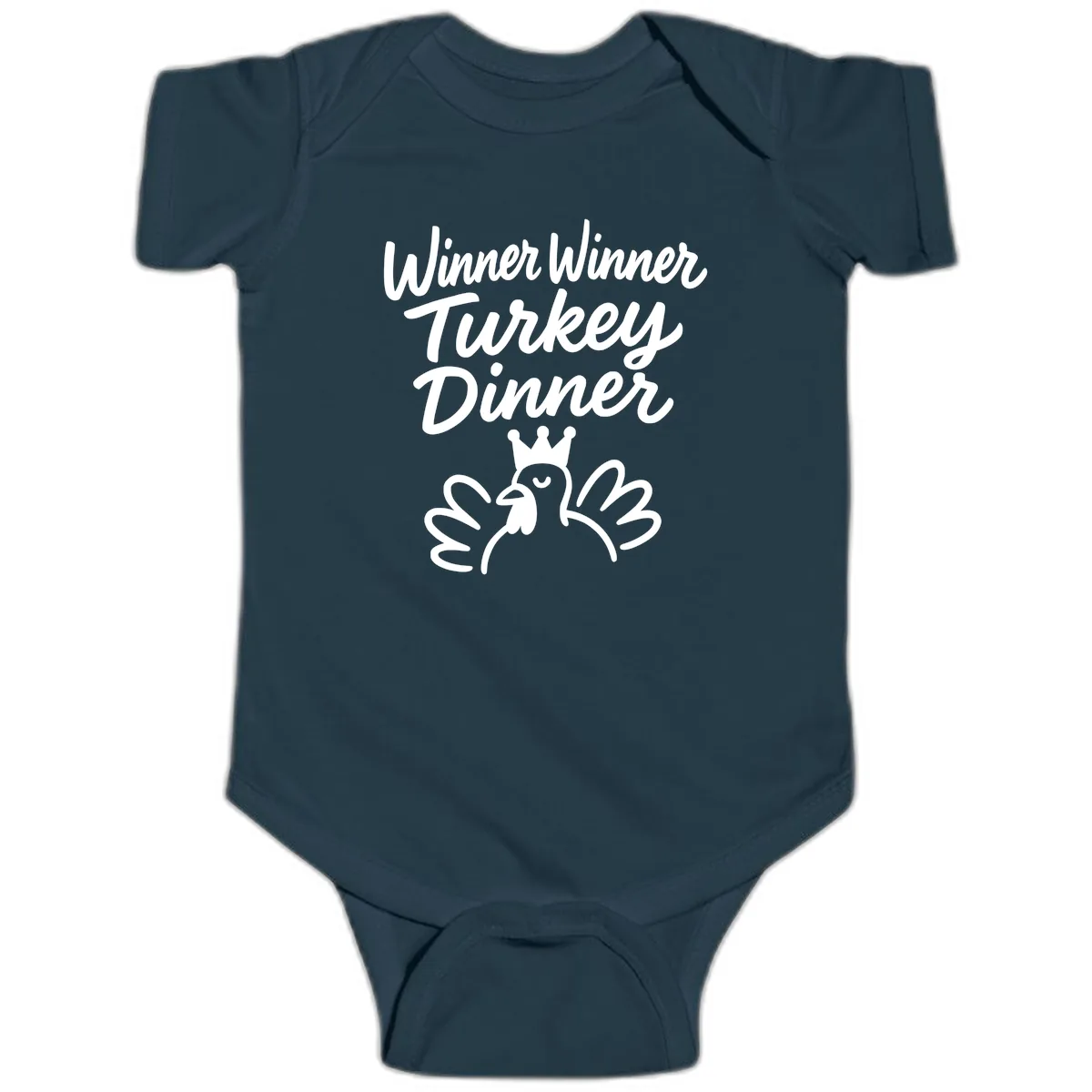 Winner Winner Turkey Dinner Celebration Baby Onesie in Navy