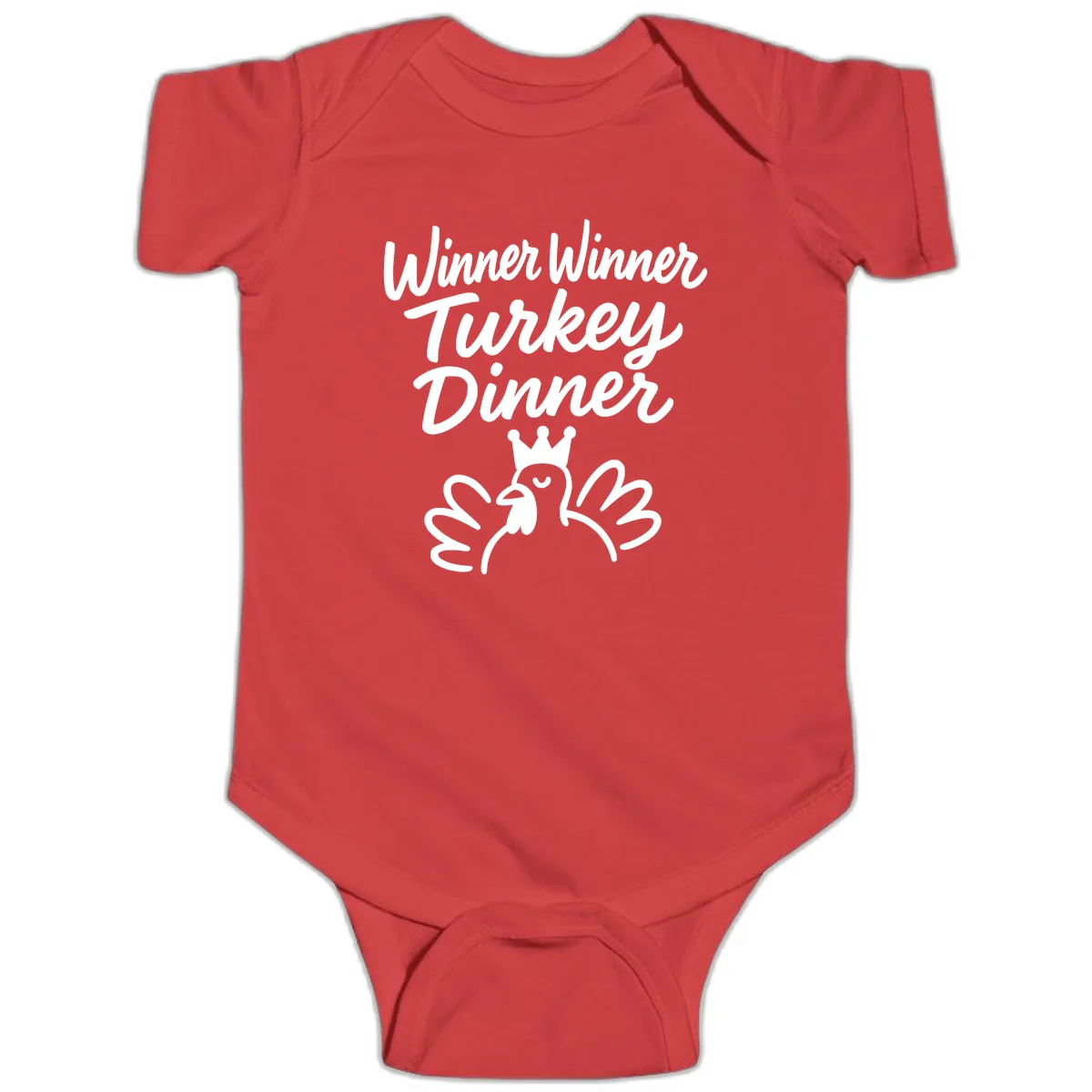 Winner Winner Turkey Dinner Celebration Baby Onesie in Red