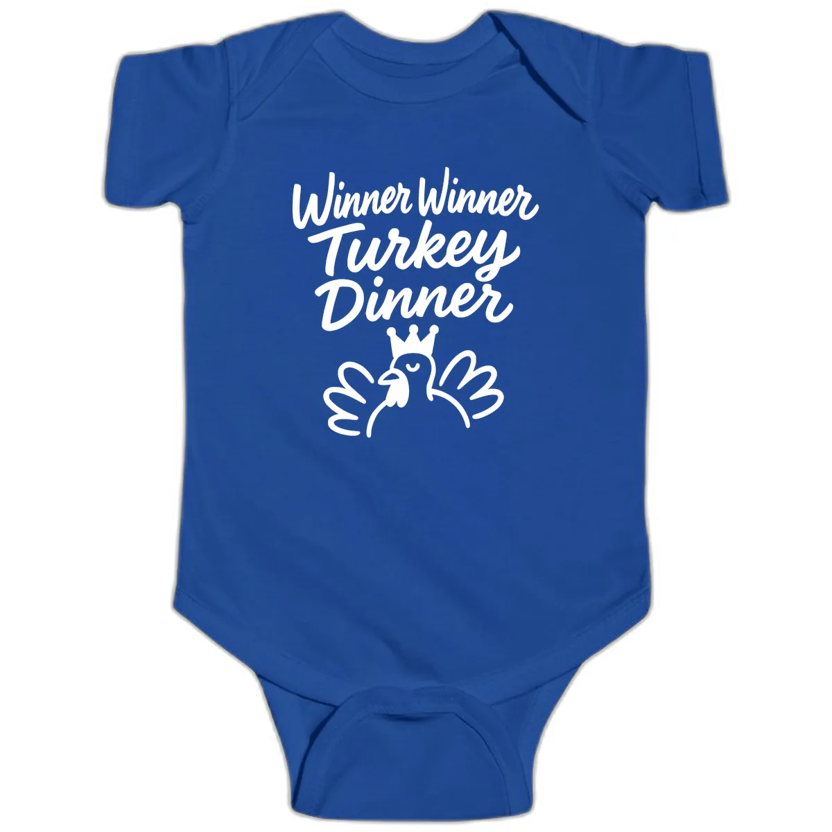 Winner Winner Turkey Dinner Celebration Baby Onesie in Royal