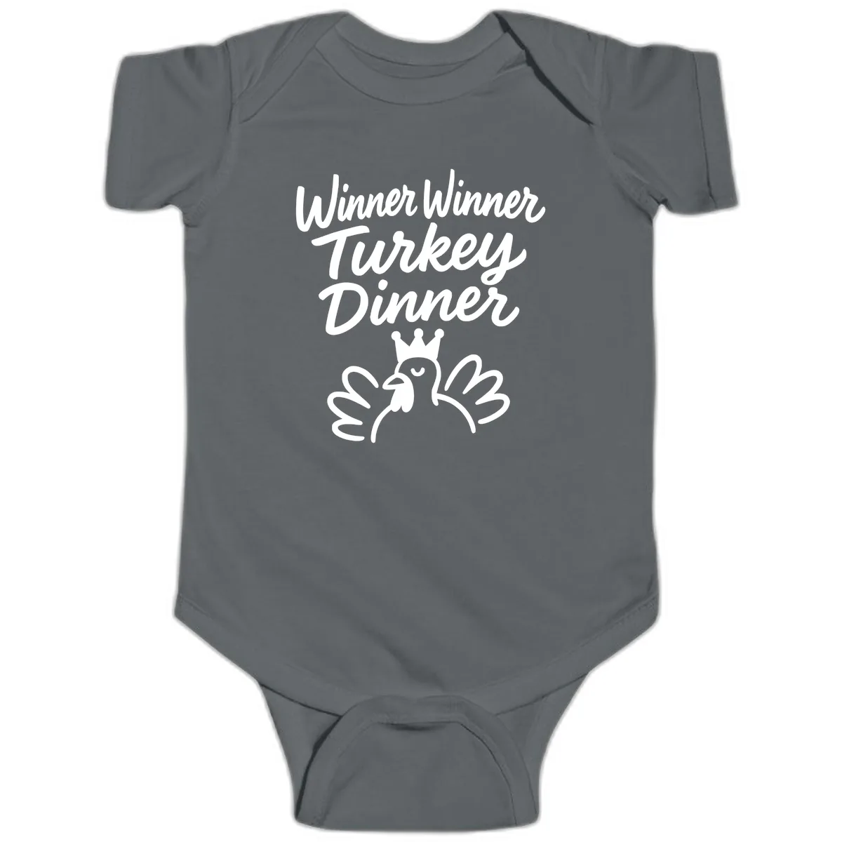 Winner Winner Turkey Dinner Celebration Baby Onesie in Charcoal