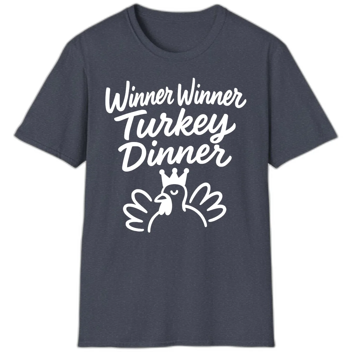Winner Winner Turkey Dinner Celebration T-Shirt in Heather Navy