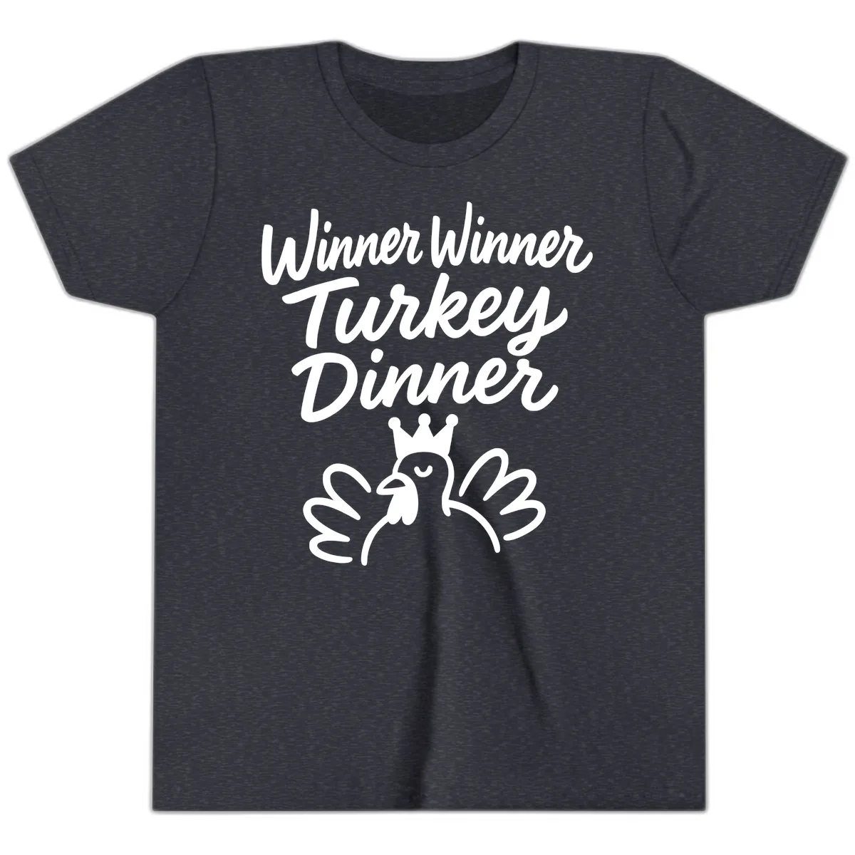 Winner Winner Turkey Dinner Celebration Youth T-Shirt in Heather Navy