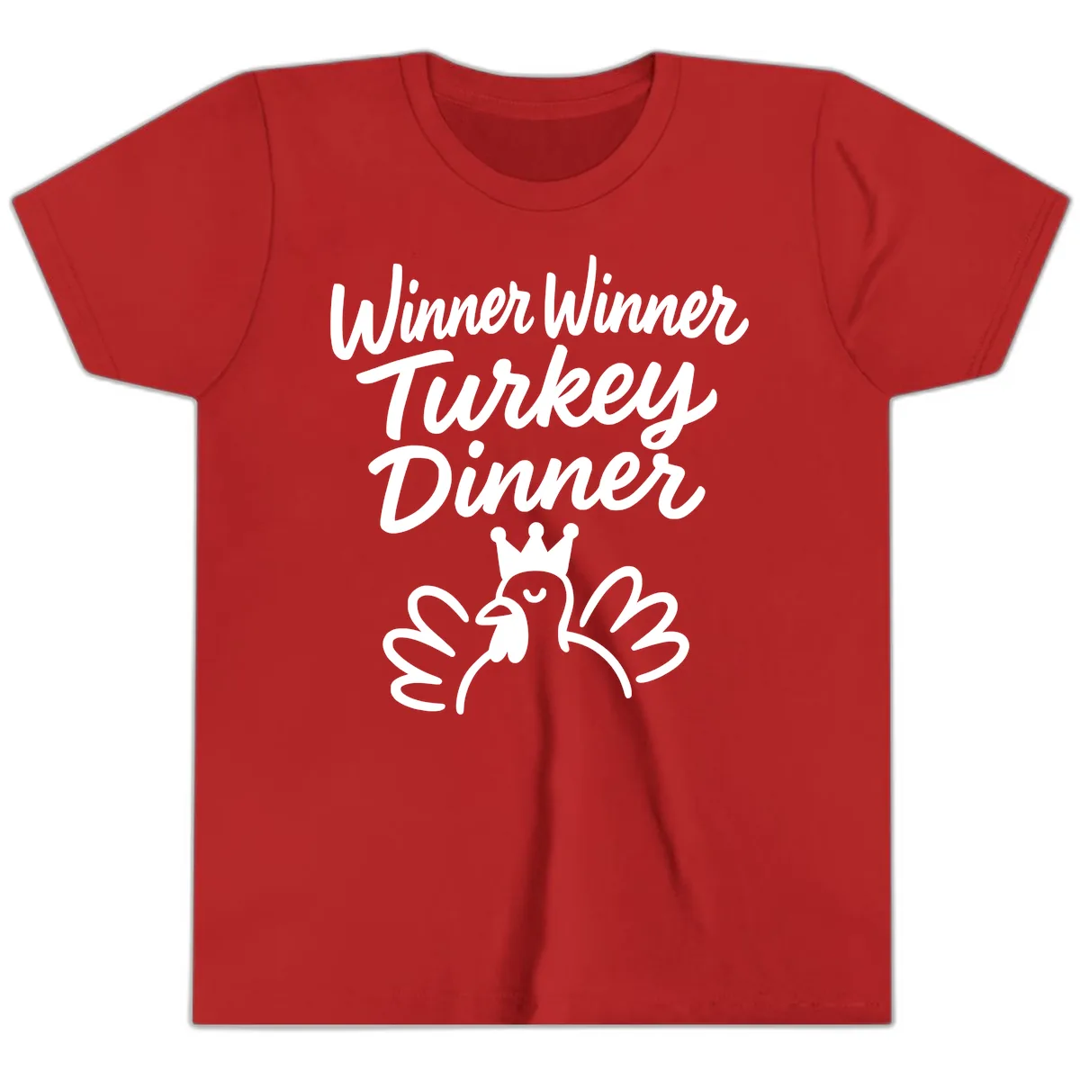 Winner Winner Turkey Dinner Celebration Youth T-Shirt in Red