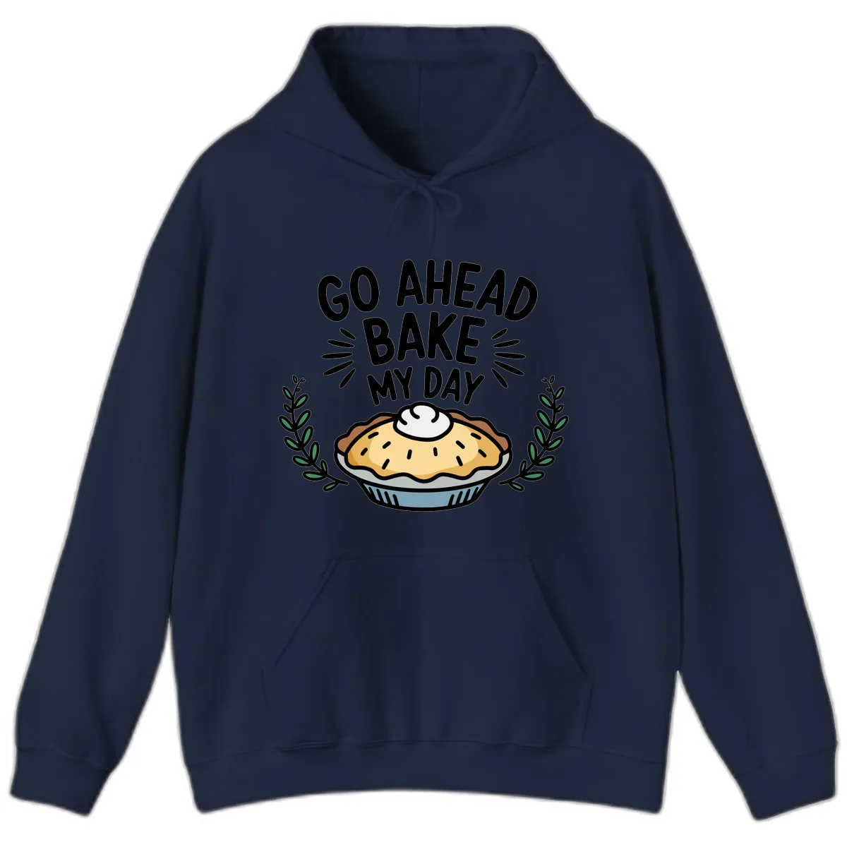 Go Ahead Bake My Day Pie Design Hoodie in Navy