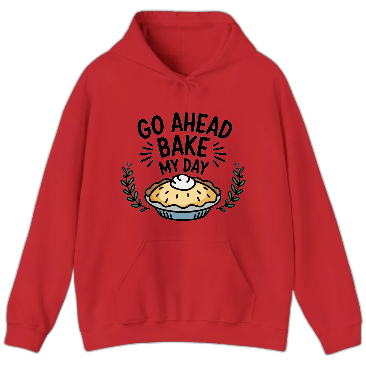 Go Ahead Bake My Day Pie Design Hoodie in Red