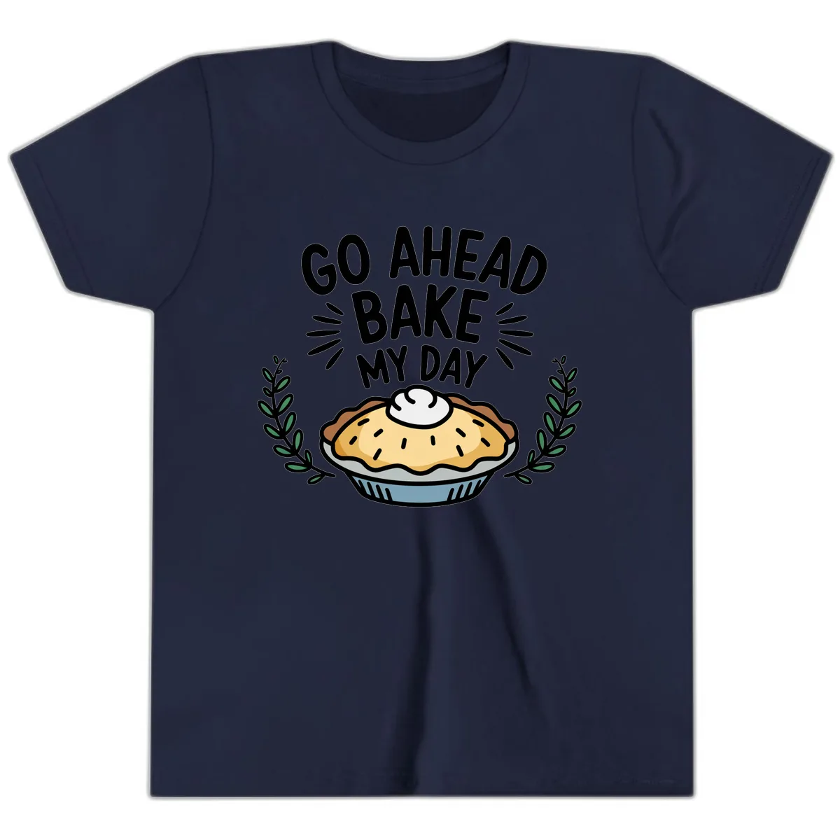 Go Ahead Bake My Day Pie Design Youth T-Shirt in Navy