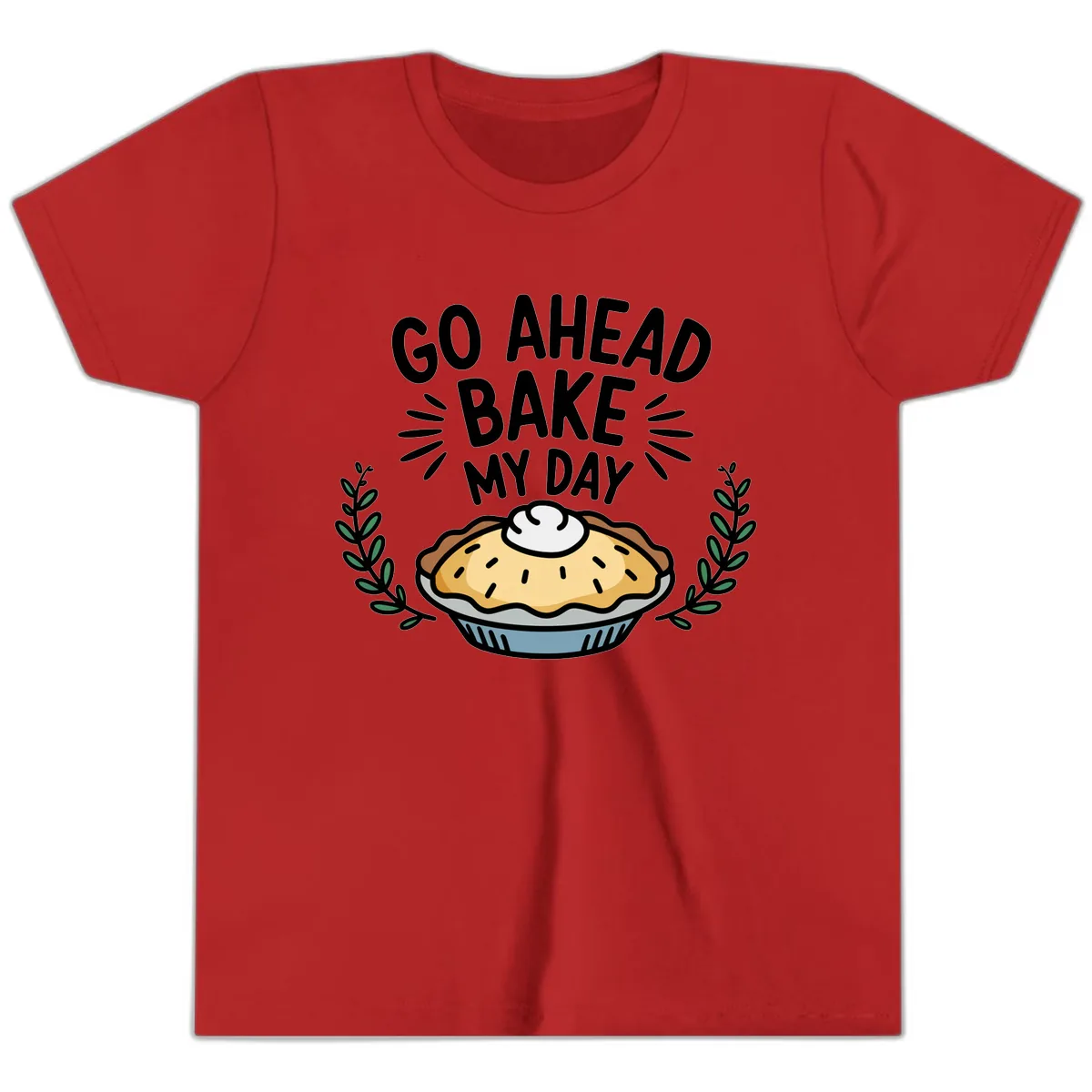 Go Ahead Bake My Day Pie Design Youth T-Shirt in Red