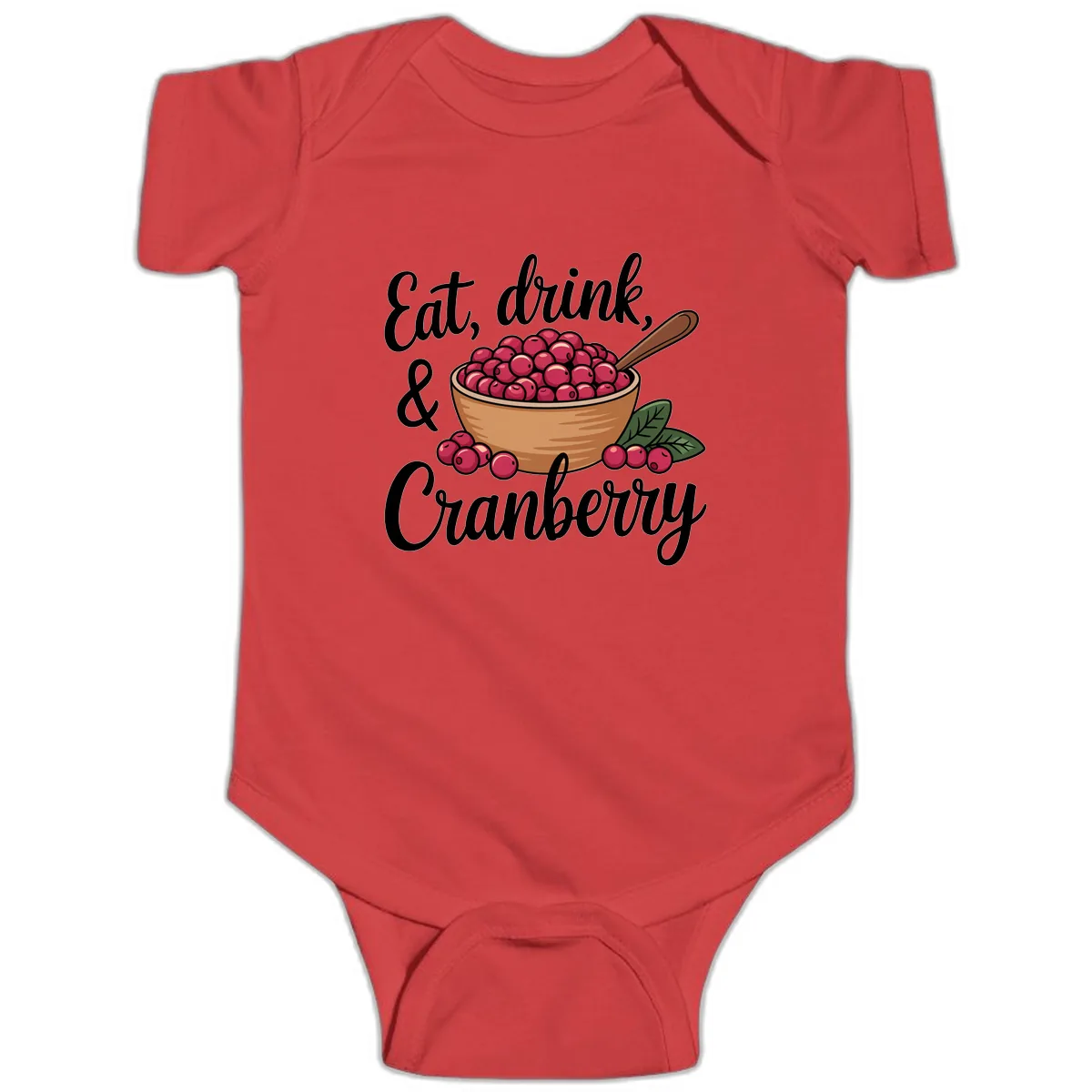 Eat Drink Cranberry Typography Design Baby Onesie in Red