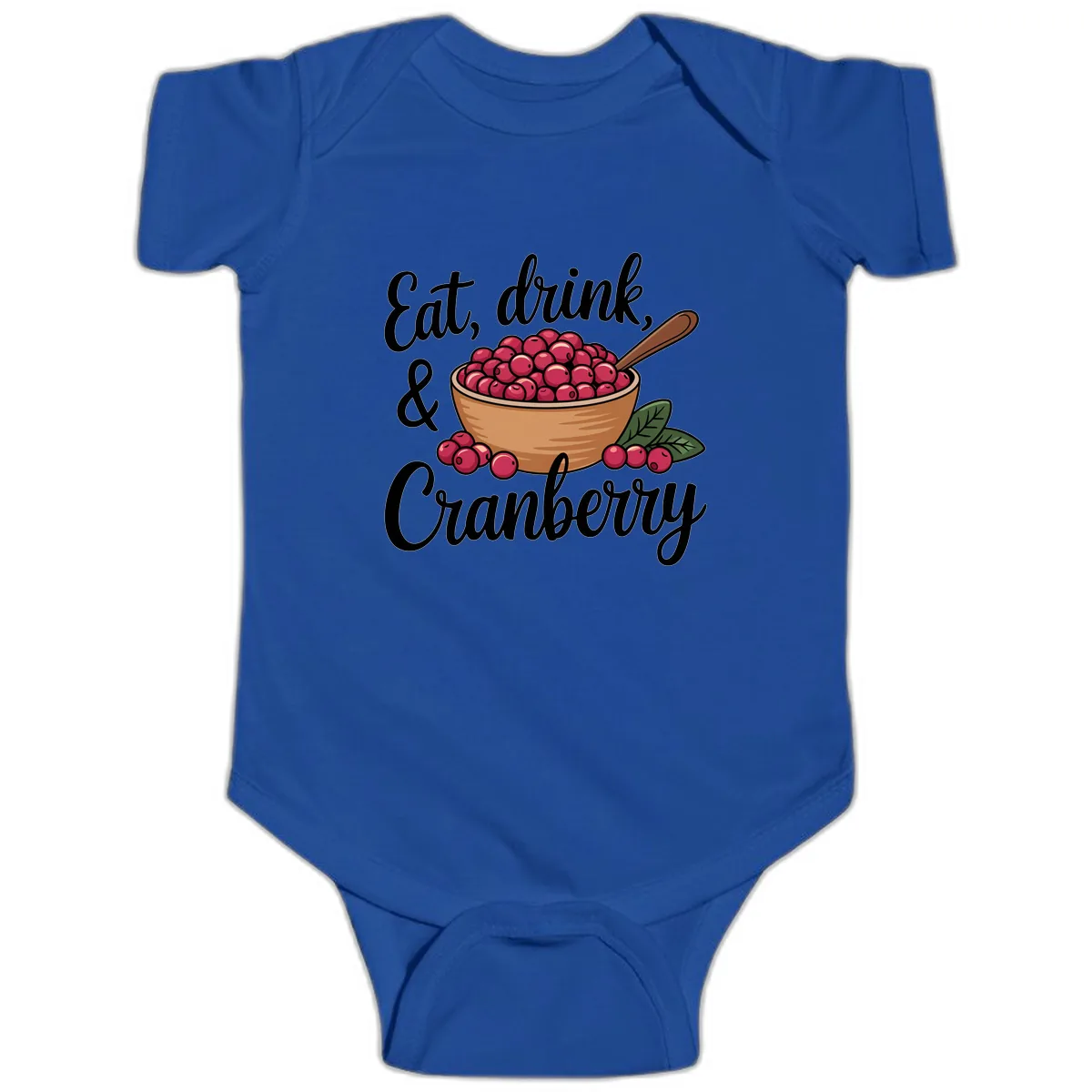 Eat Drink Cranberry Typography Design Baby Onesie in Royal