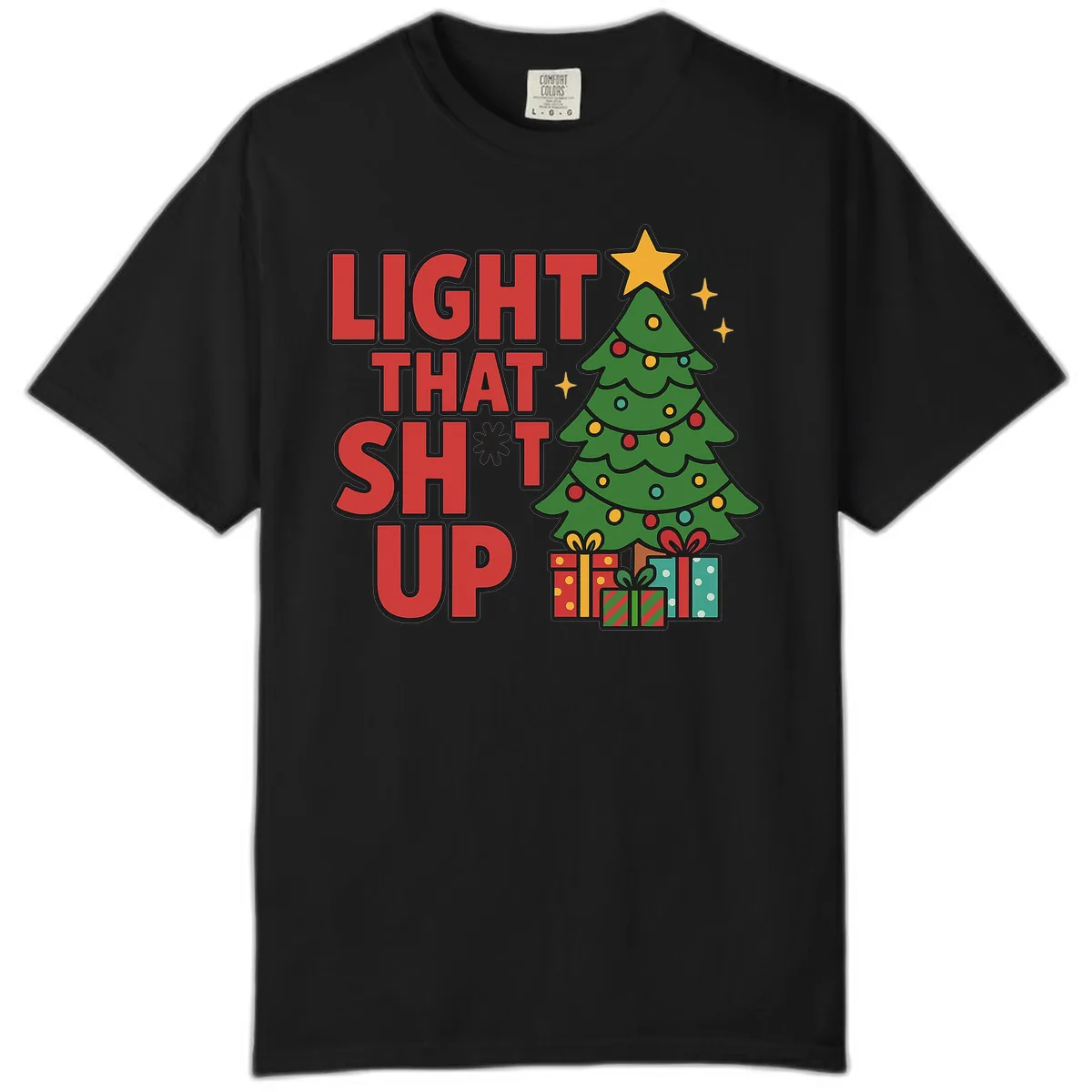 Light That Shit Up Christmas Tree Comfort Color in Black
