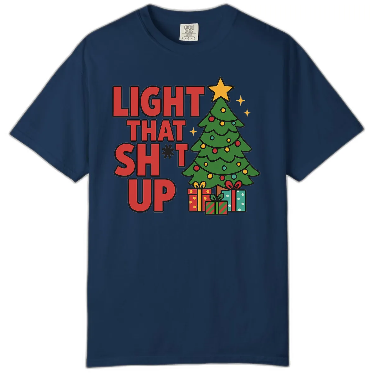 Light That Shit Up Christmas Tree Comfort Color in Navy