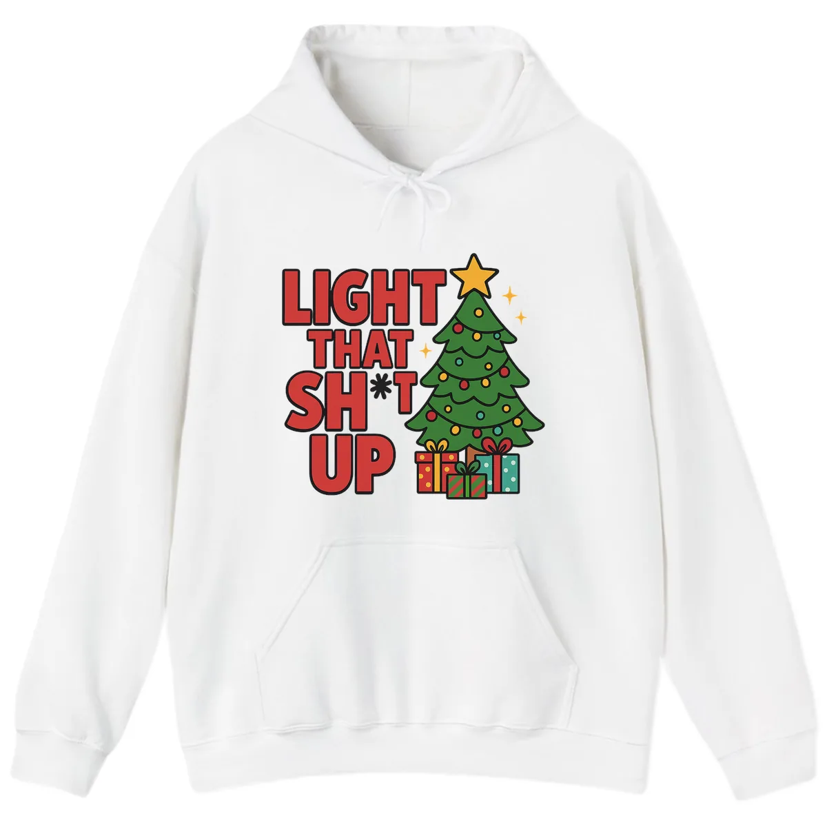 Light That Shit Up Christmas Tree Hoodie in White