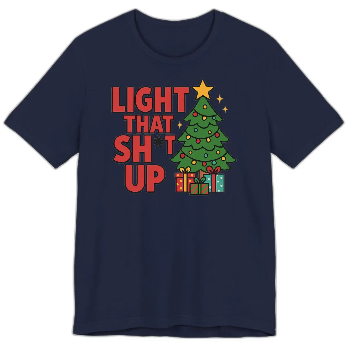 Light That Shit Up Christmas Tree Premium T-Shirt in Navy