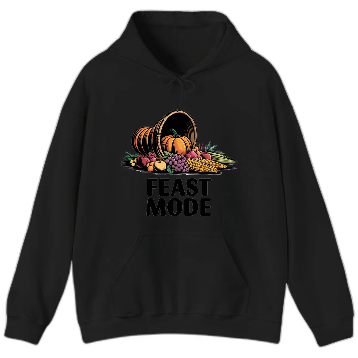 Thanksgiving Cornucopia Feast Mode Hoodie in Black