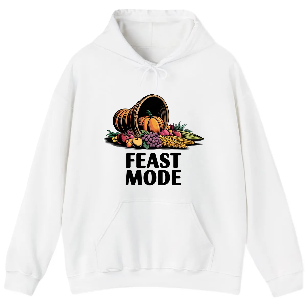 Thanksgiving Cornucopia Feast Mode Hoodie in White