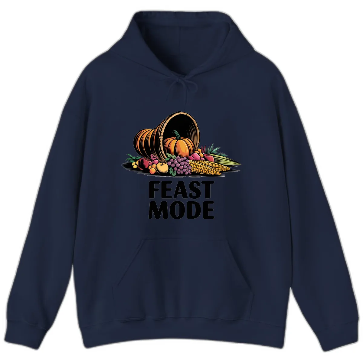 Thanksgiving Cornucopia Feast Mode Hoodie in Navy