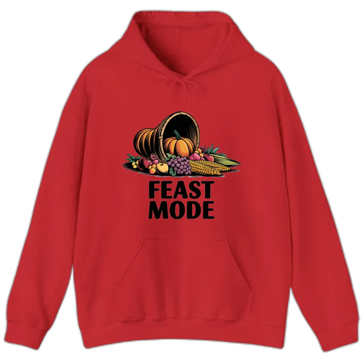Thanksgiving Cornucopia Feast Mode Hoodie in Red