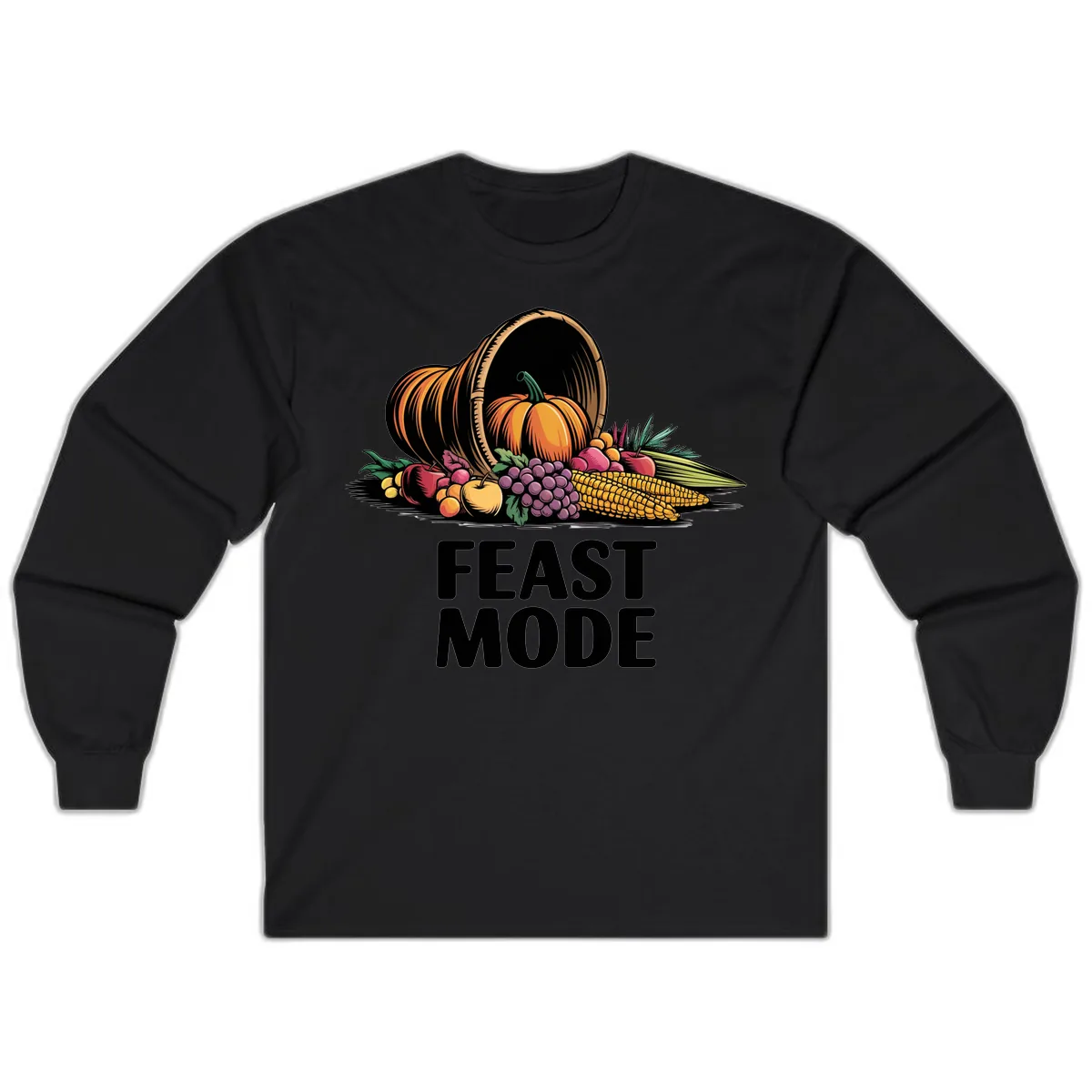 Thanksgiving Cornucopia Feast Mode Long Sleeve in Black