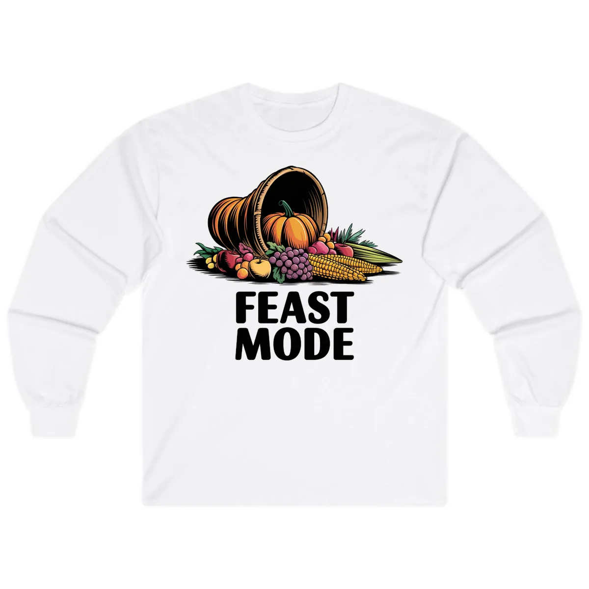 Thanksgiving Cornucopia Feast Mode Long Sleeve in White
