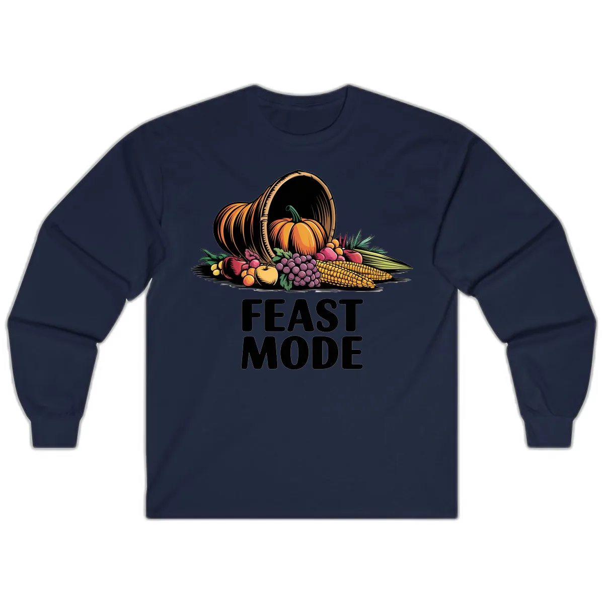Thanksgiving Cornucopia Feast Mode Long Sleeve in Navy