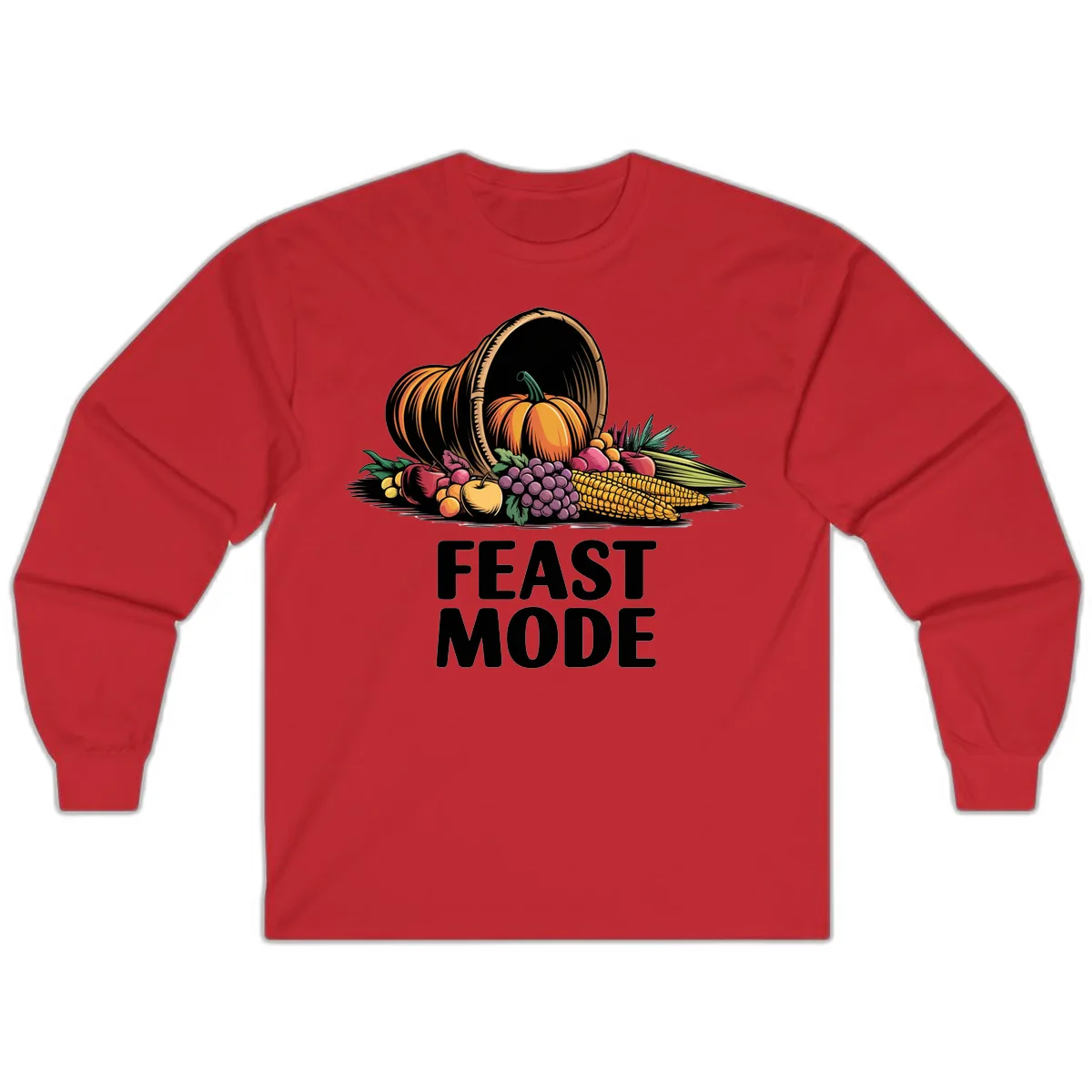 Thanksgiving Cornucopia Feast Mode Long Sleeve in Red