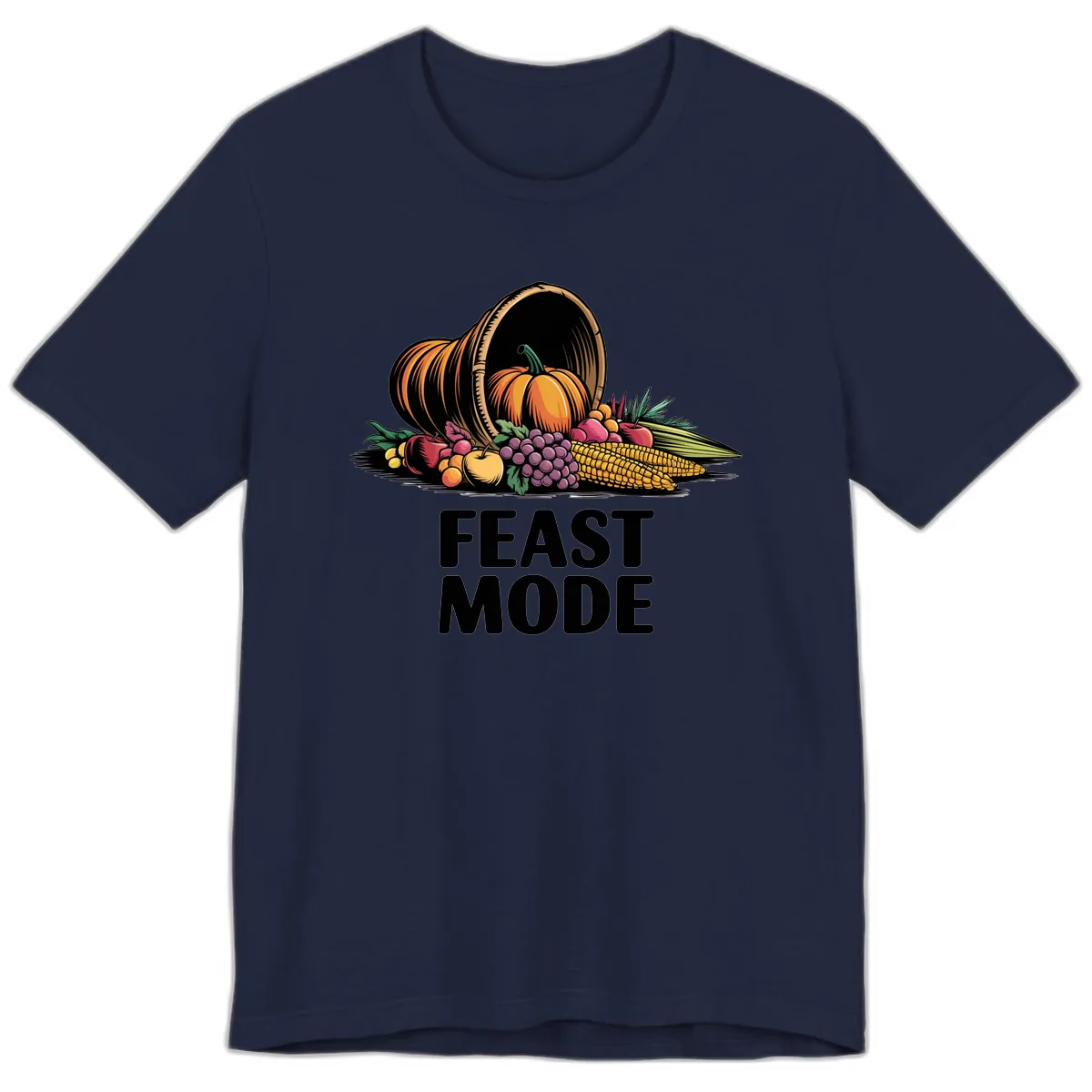 Thanksgiving Cornucopia Feast Mode Premium T-Shirt in Navy