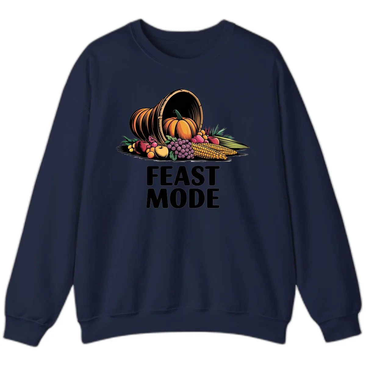 Thanksgiving Cornucopia Feast Mode Sweatshirt in Navy