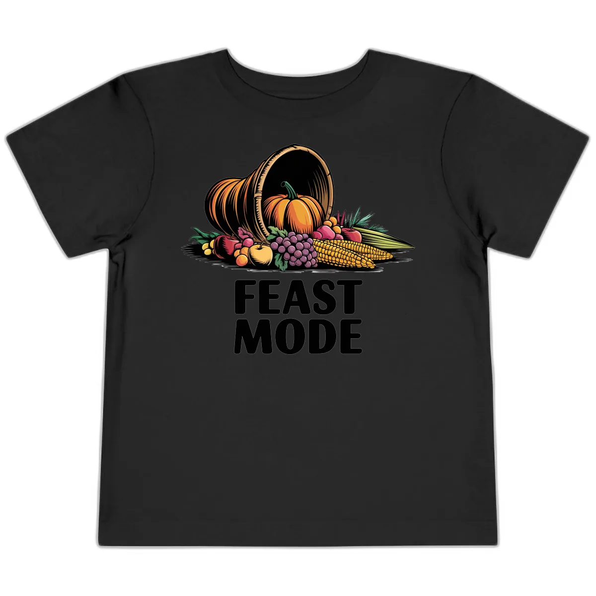 Thanksgiving Cornucopia Feast Mode Toddler T-Shirt in Black