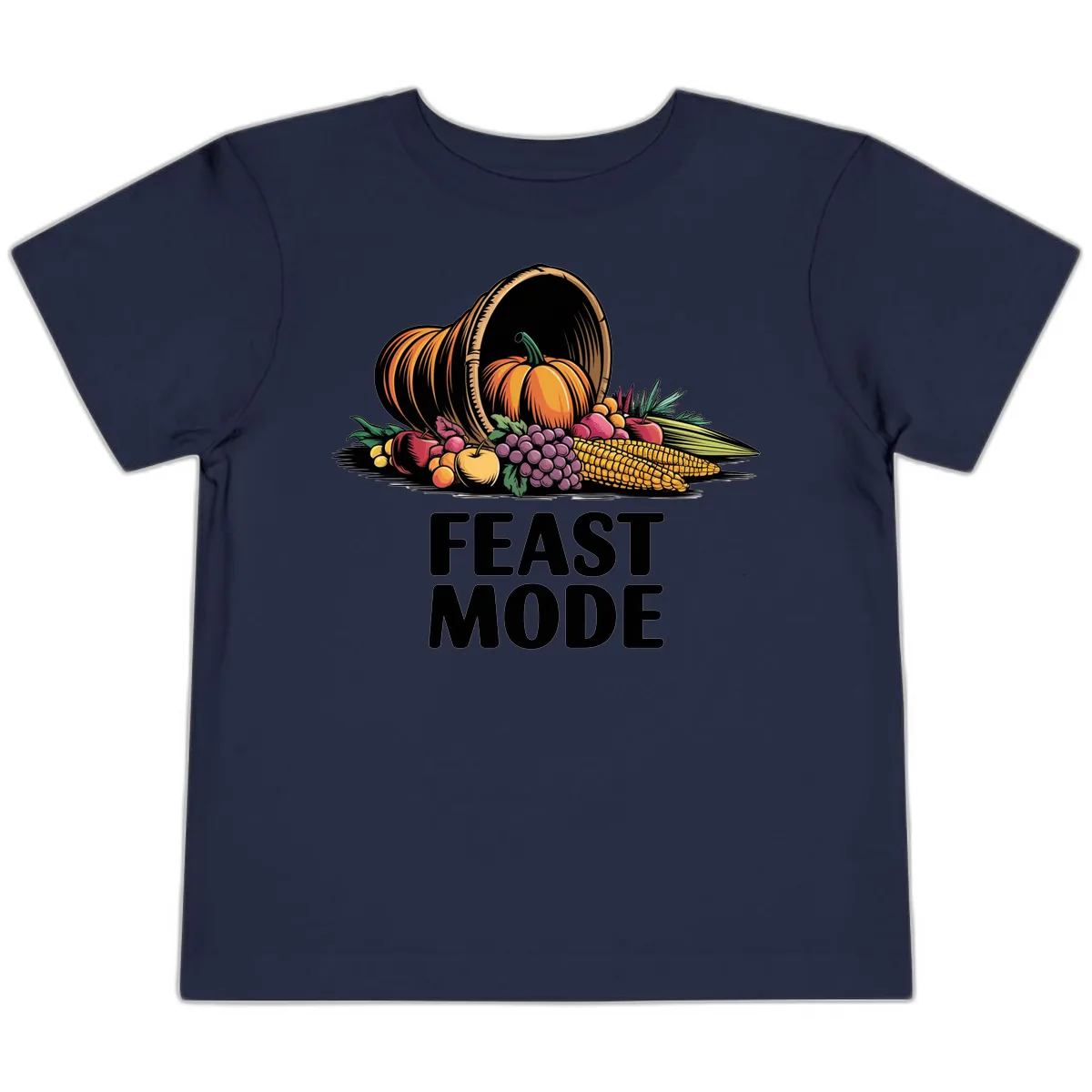 Thanksgiving Cornucopia Feast Mode Toddler T-Shirt in Navy